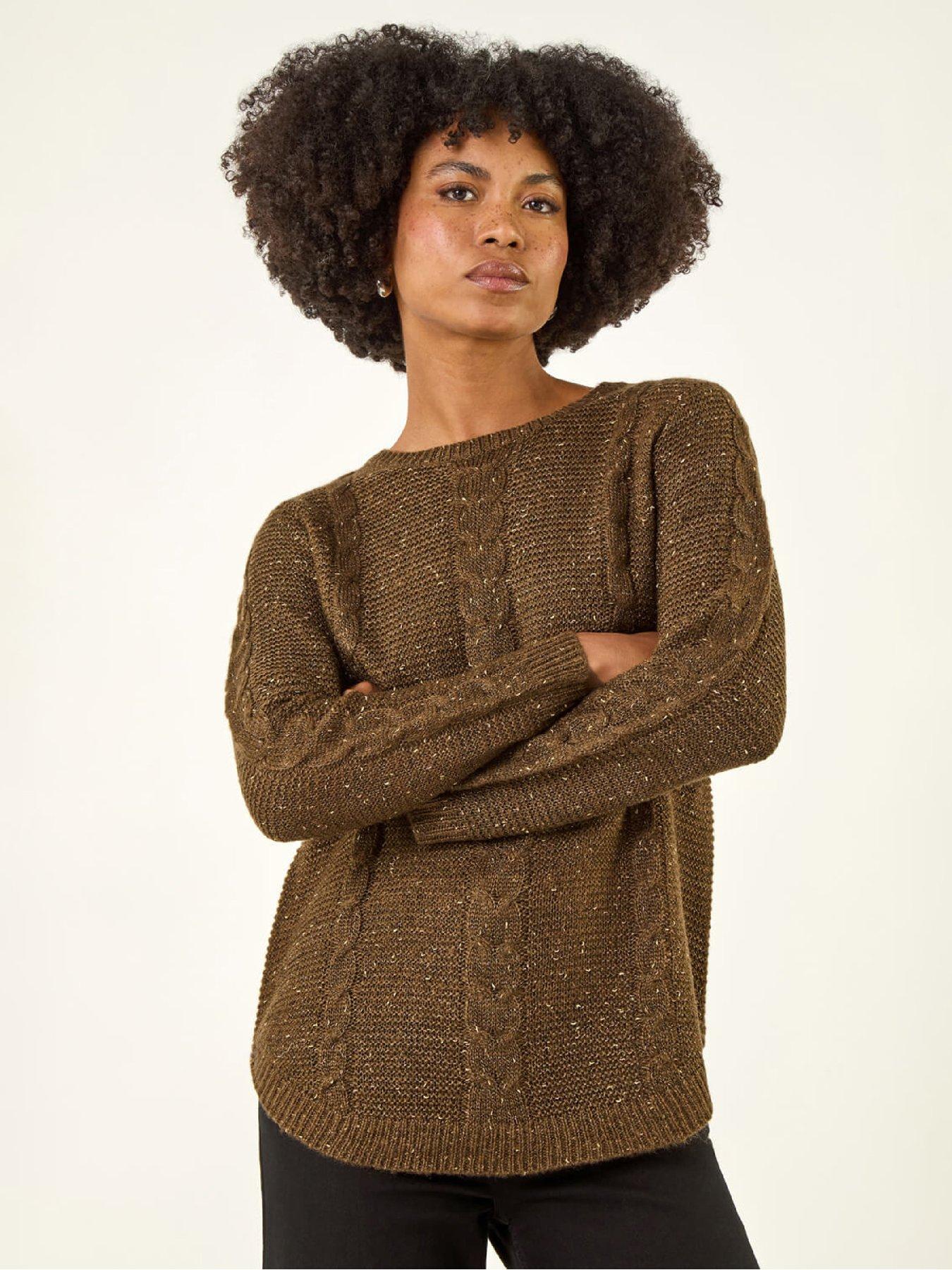 Image 1 of 5 of Roman Speckled Cable Knit Jumper - Brown