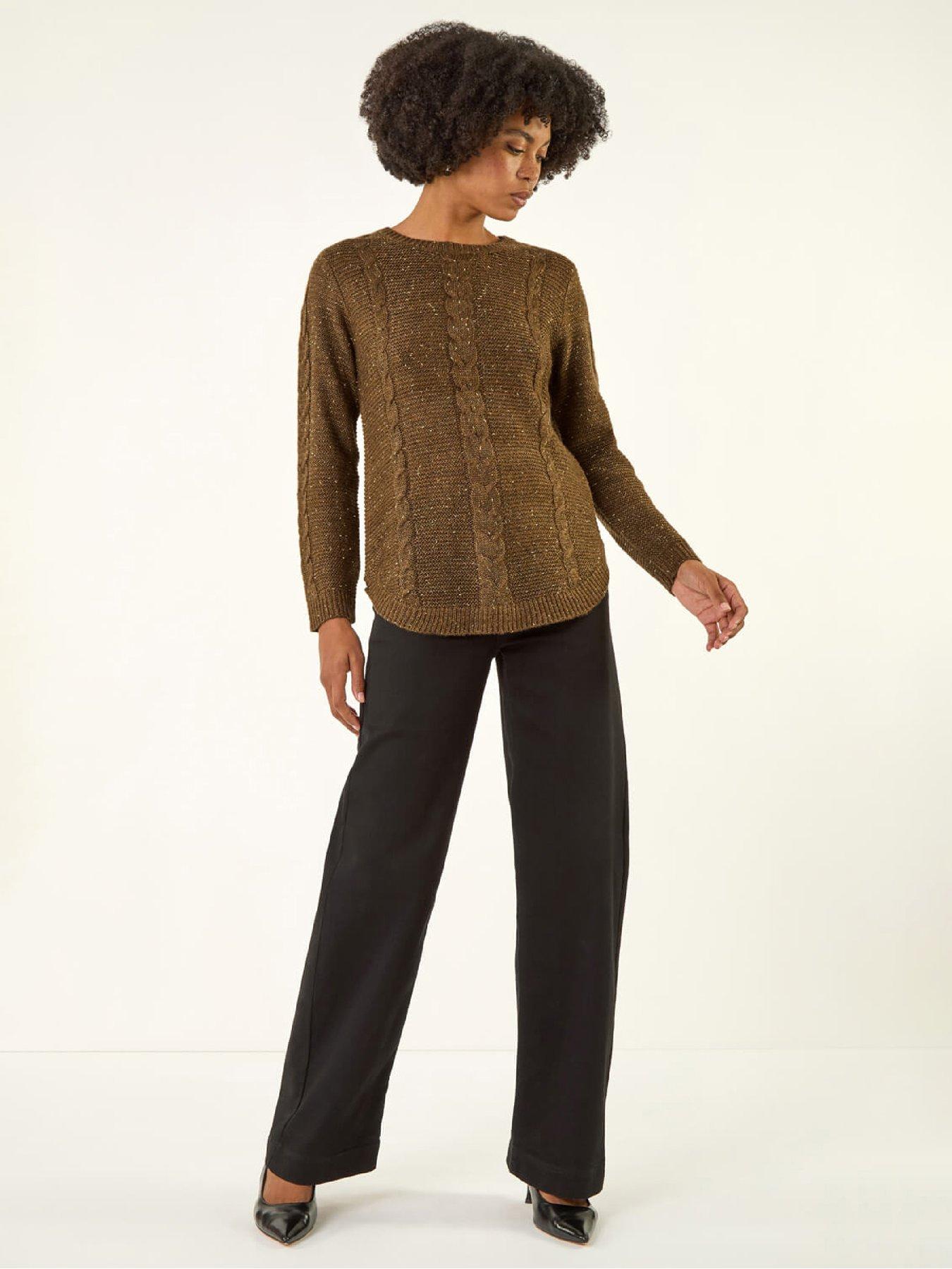 Image 3 of 5 of Roman Speckled Cable Knit Jumper - Brown
