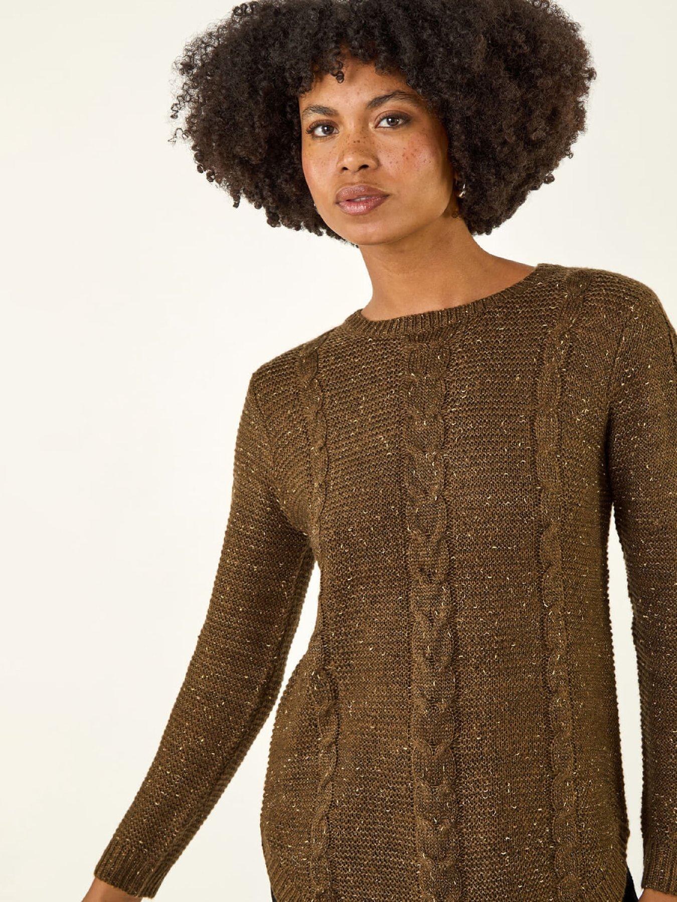Image 4 of 5 of Roman Speckled Cable Knit Jumper - Brown