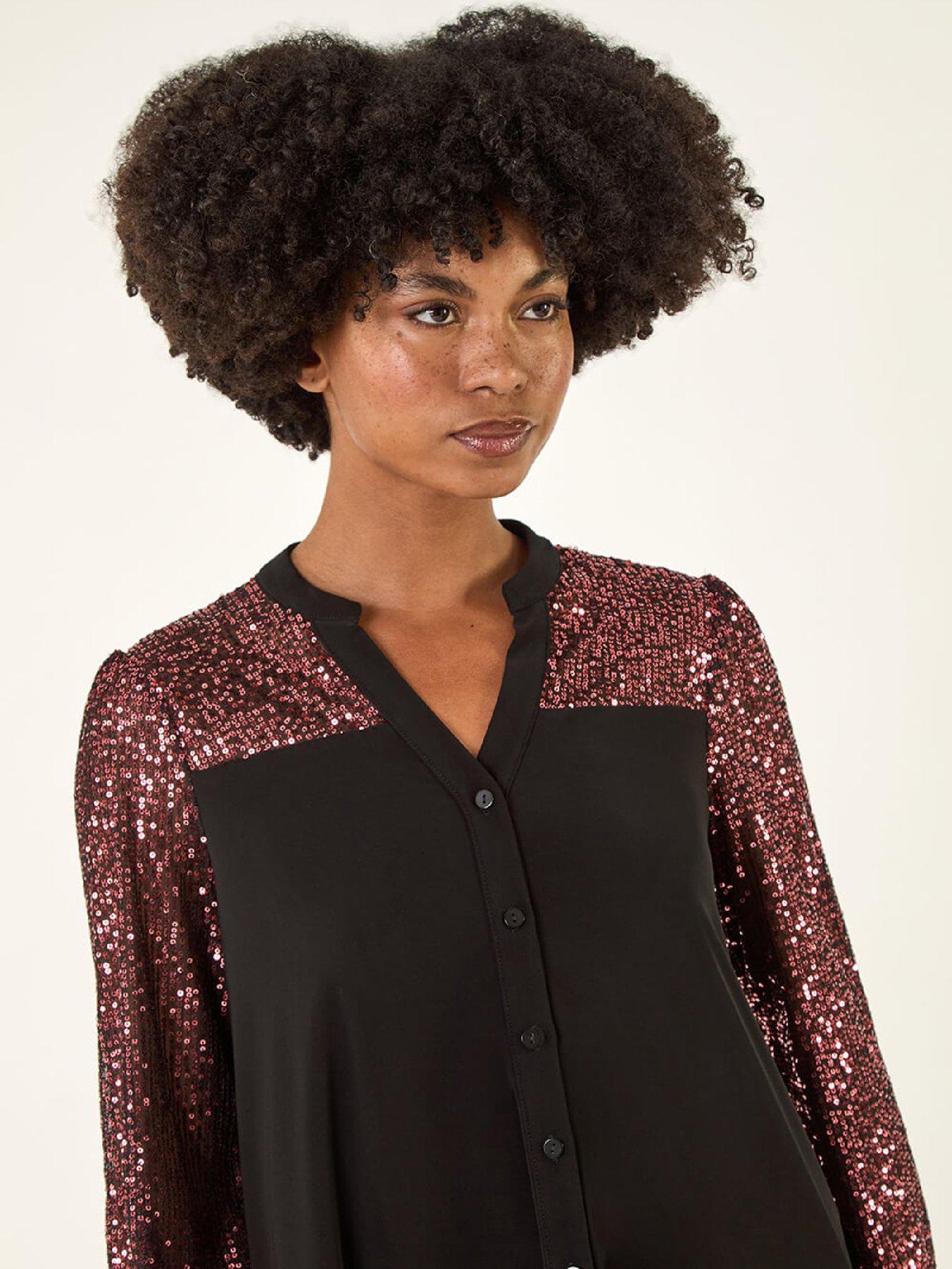 roman-embellished-sequin-stretch-blouse-roseoutfit