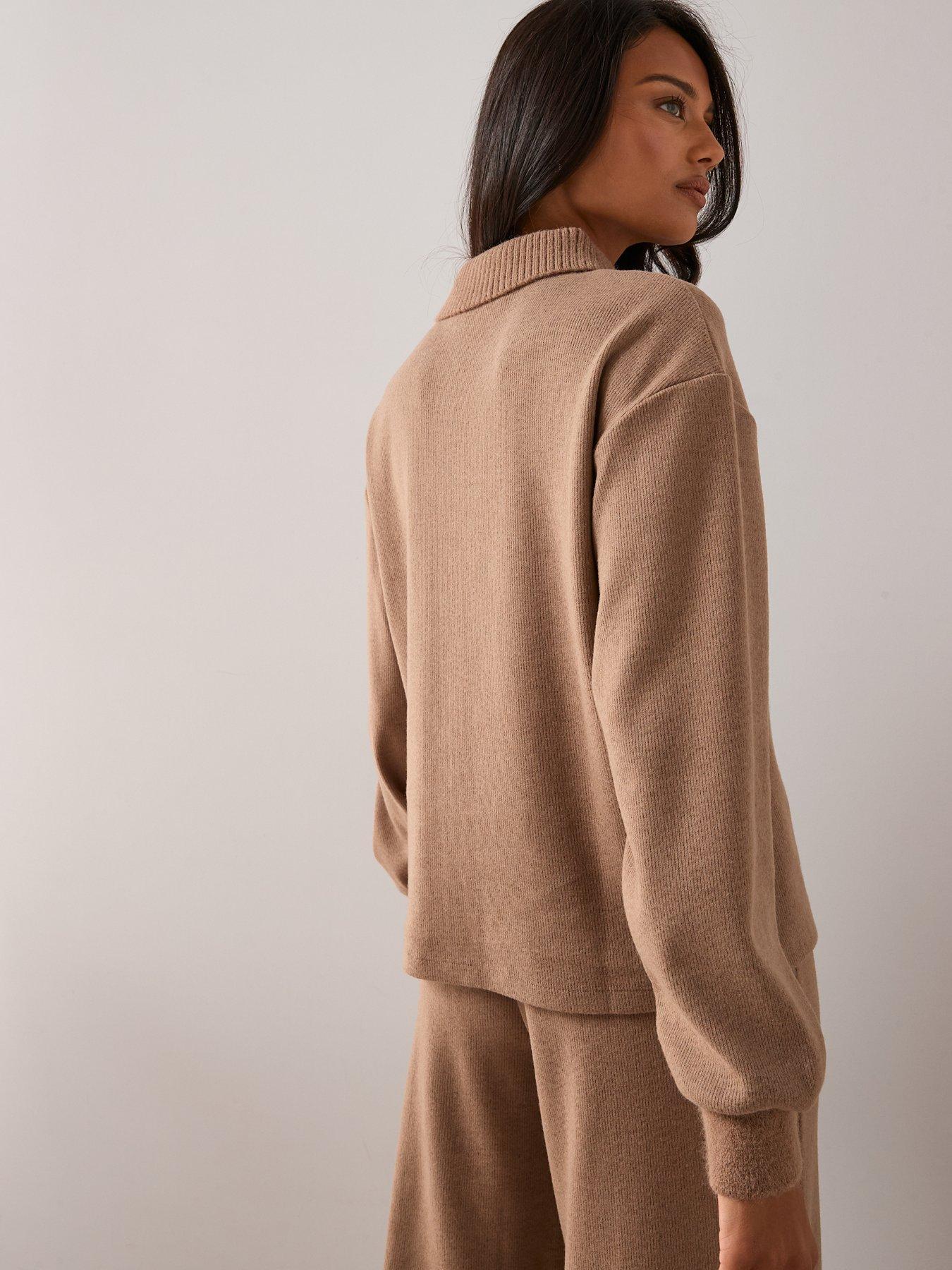 Image 2 of 6 of The Very Collection Button Through Soft Touch Co-Ord - Cream