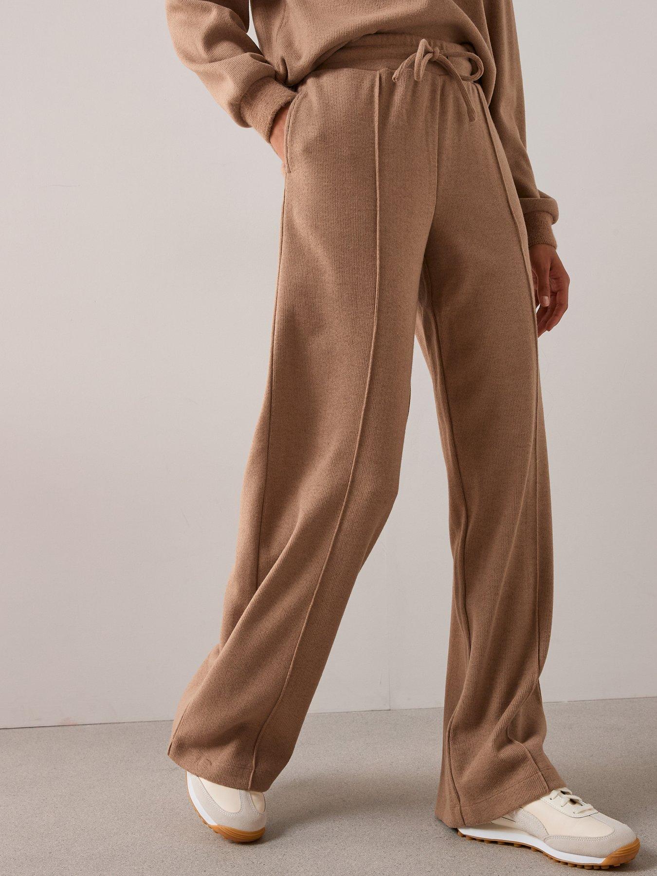 Image 1 of 6 of The Very Collection Soft Touch Wide Leg Co-Ord Trousers - Cream