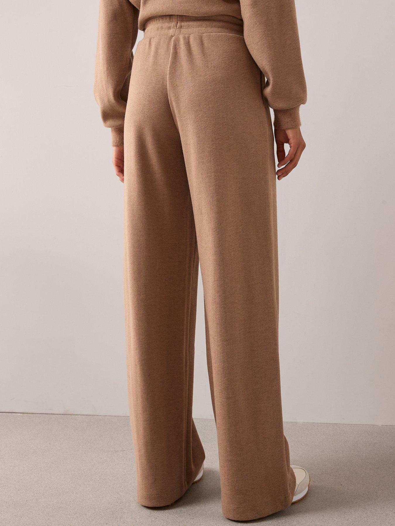 Image 2 of 6 of The Very Collection Soft Touch Wide Leg Co-Ord Trousers - Cream