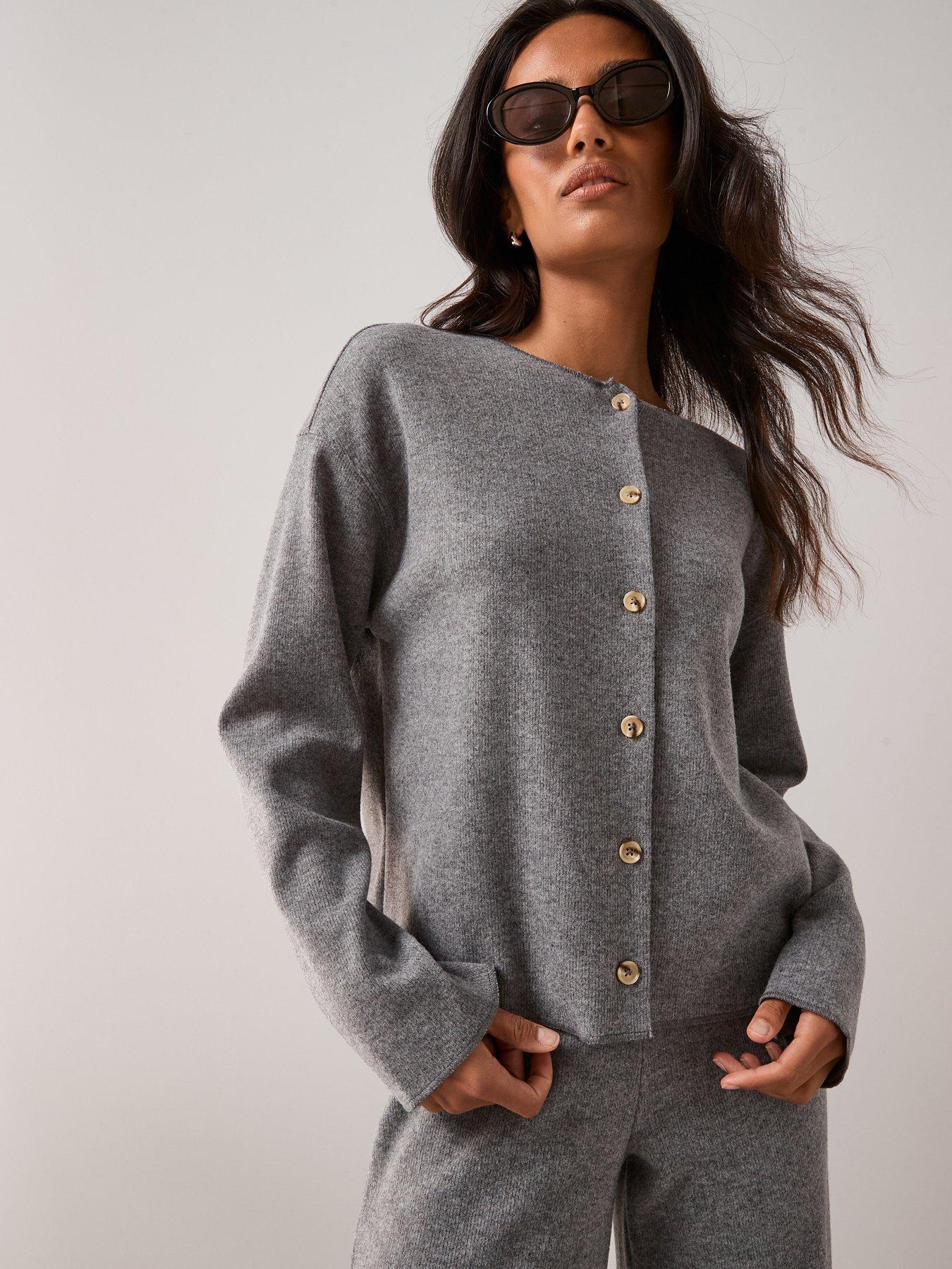 Image 6 of 6 of The Very Collection Button Up Textured Cardigan Co-Ord - Grey