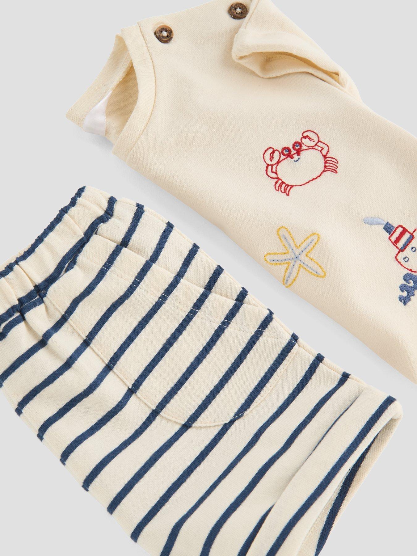 Image 4 of 5 of The Very Collection Baby Boys Embroidered Sea Life T-Shirt &amp; Shorts Set - Cream