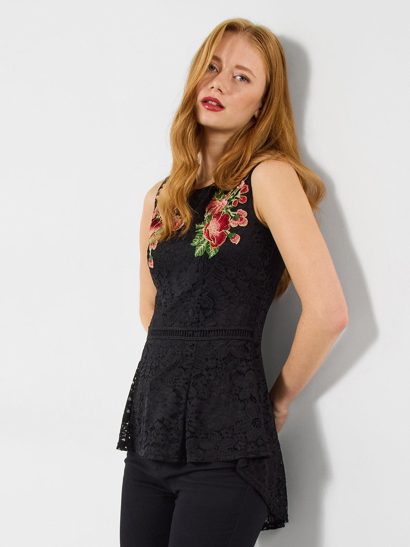 Image 2 of 5 of Joe Browns Elsie Embroidered Lace Sleeveless Top - Black