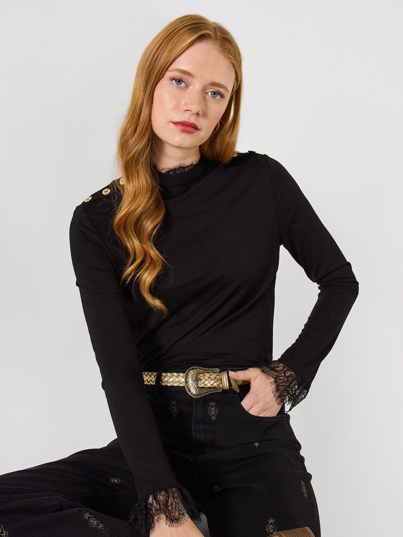 joe-browns-delicate-lace-trim-high-neck-top-blackfront