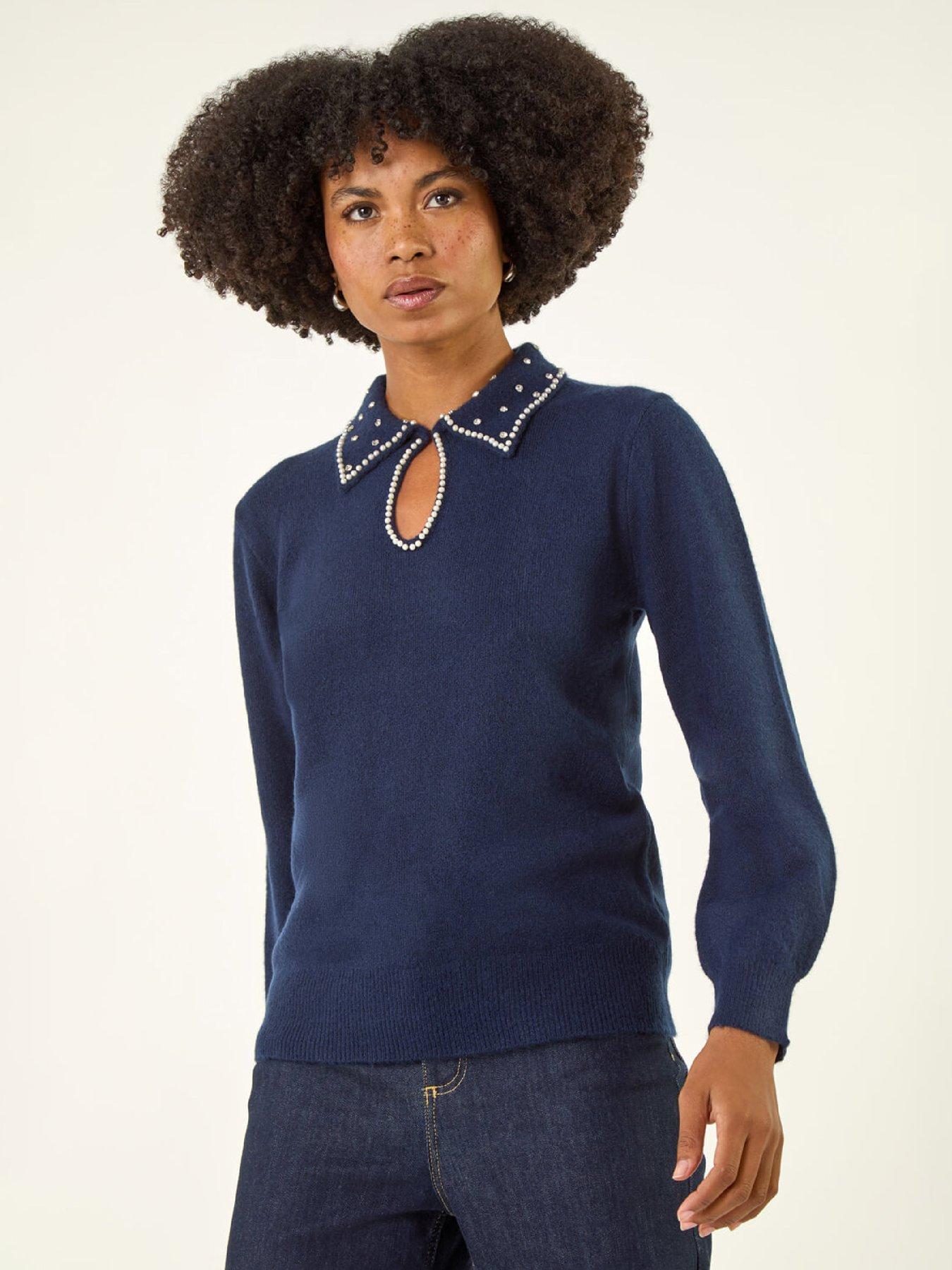 roman-faux-pearl-collared-keyhole-knit-jumper-navy