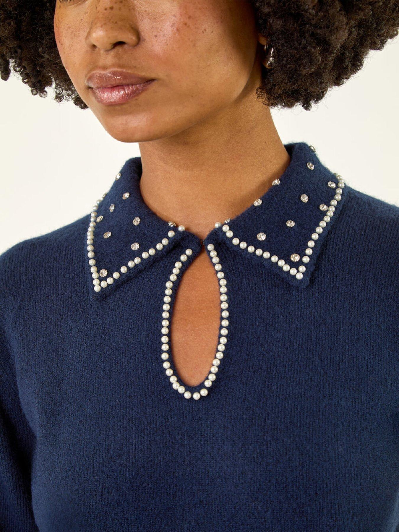 roman-faux-pearl-collared-keyhole-knit-jumper-navydetail