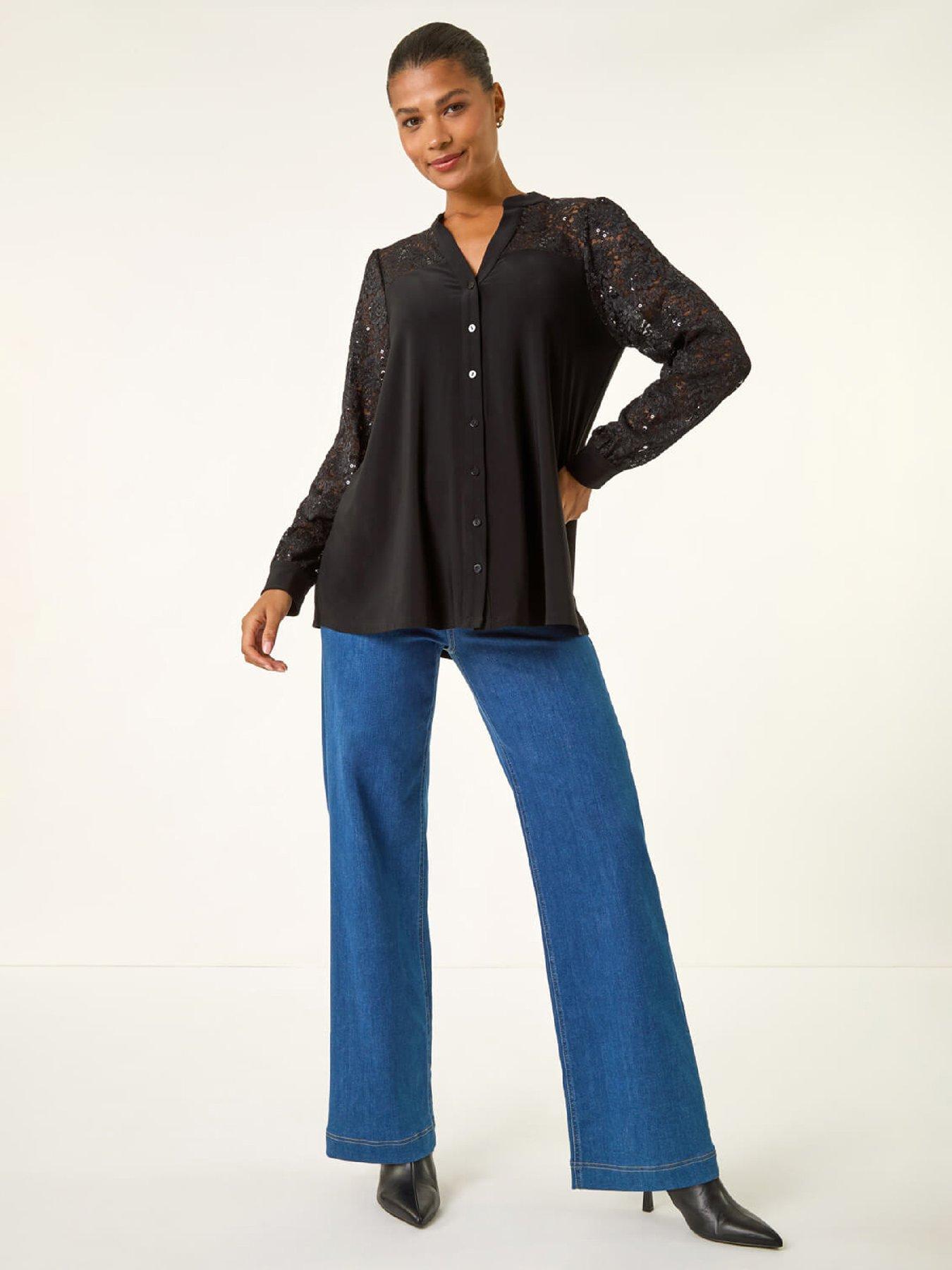 roman-sequin-insert-stretch-blouse-blackback