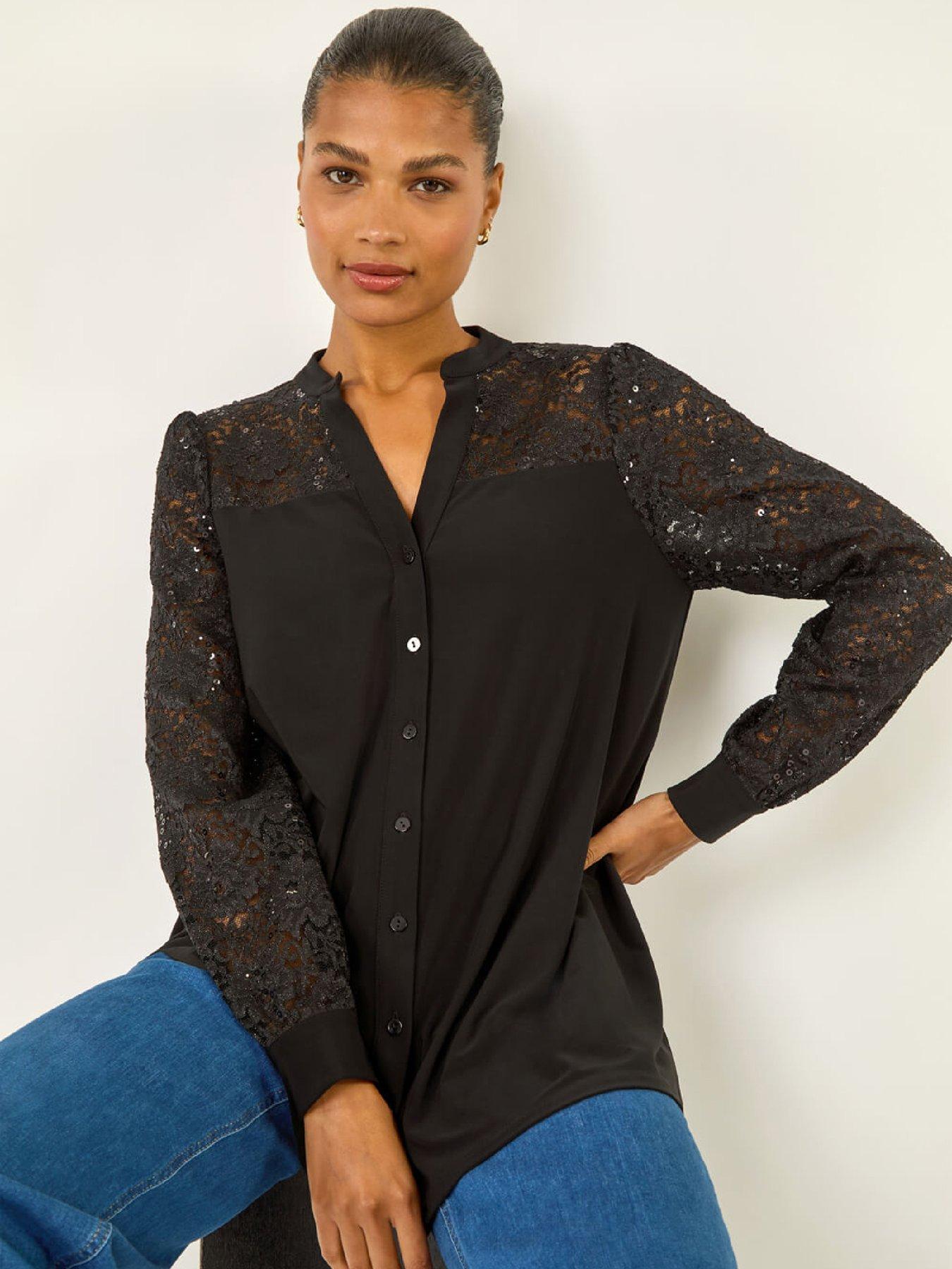 roman-sequin-insert-stretch-blouse-blackoutfit