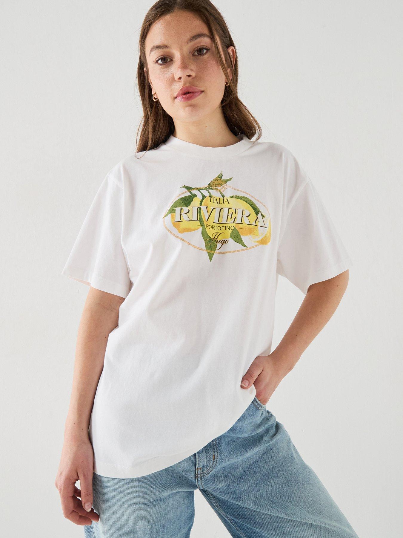 Image 1 of 6 of HUGO Vintage Graphic T-Shirt - White