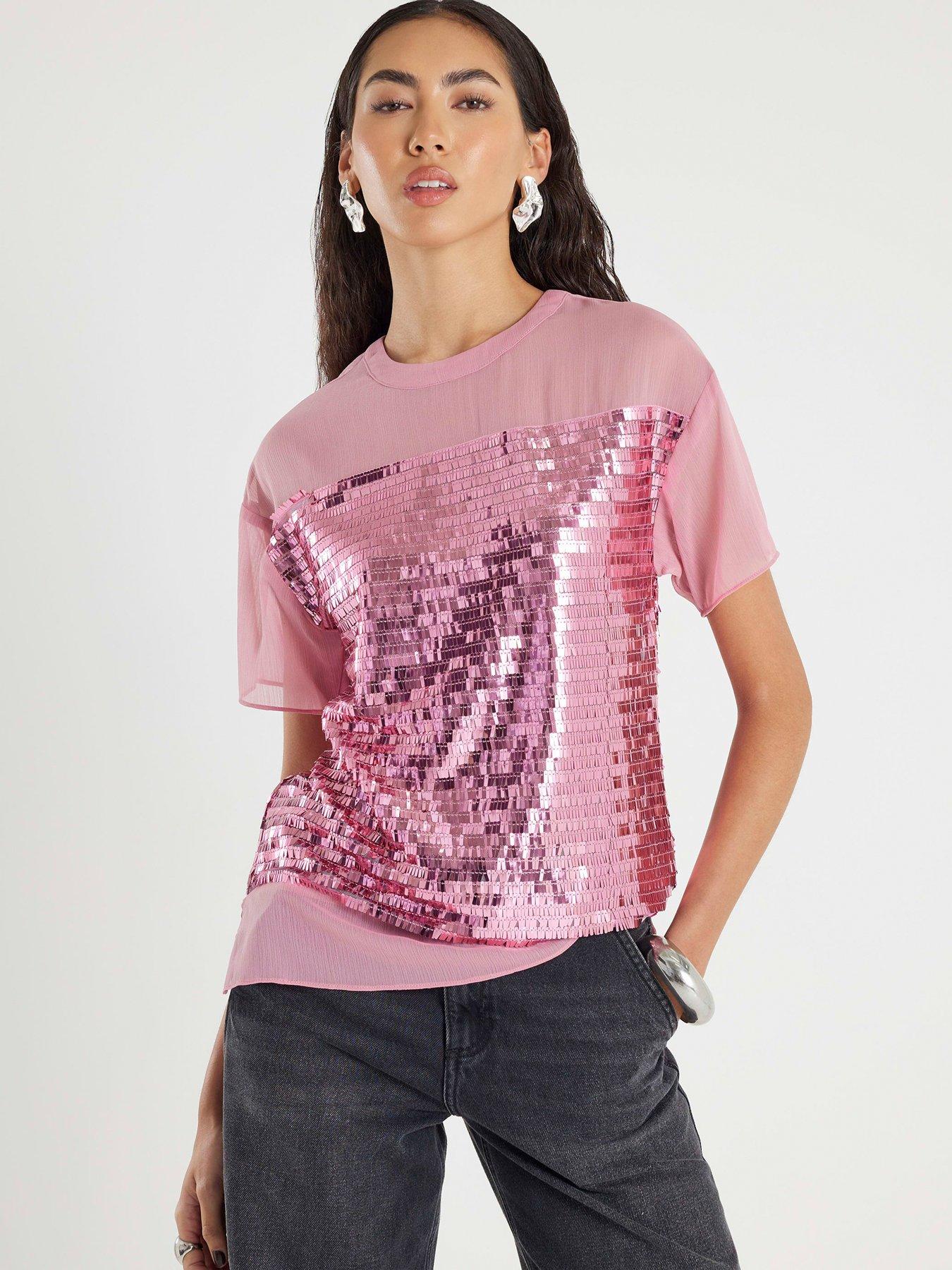 river-island-mix-fabric-sequin-top-pink