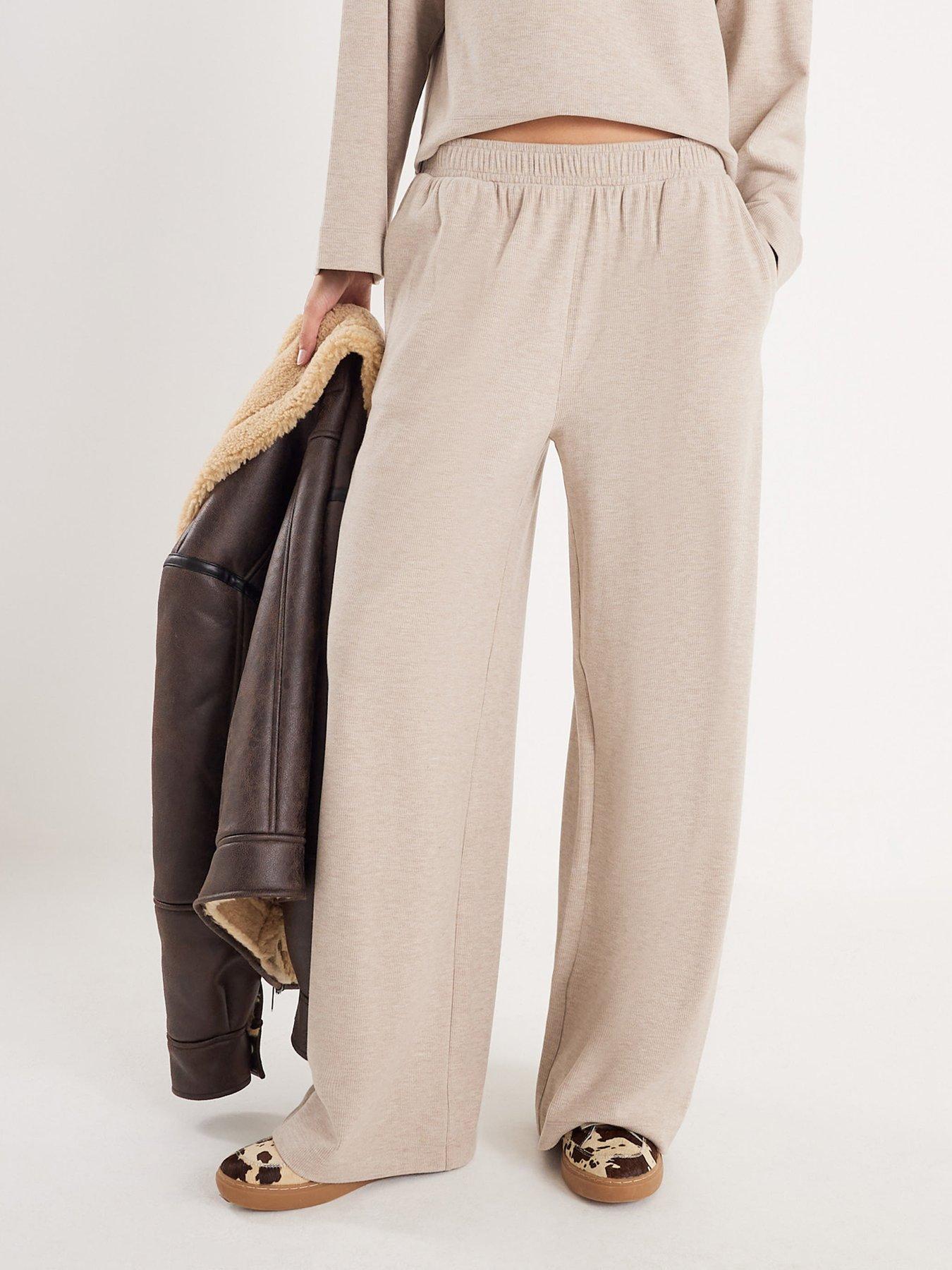 River Island Cosy Wide Leg Trouser - Beige