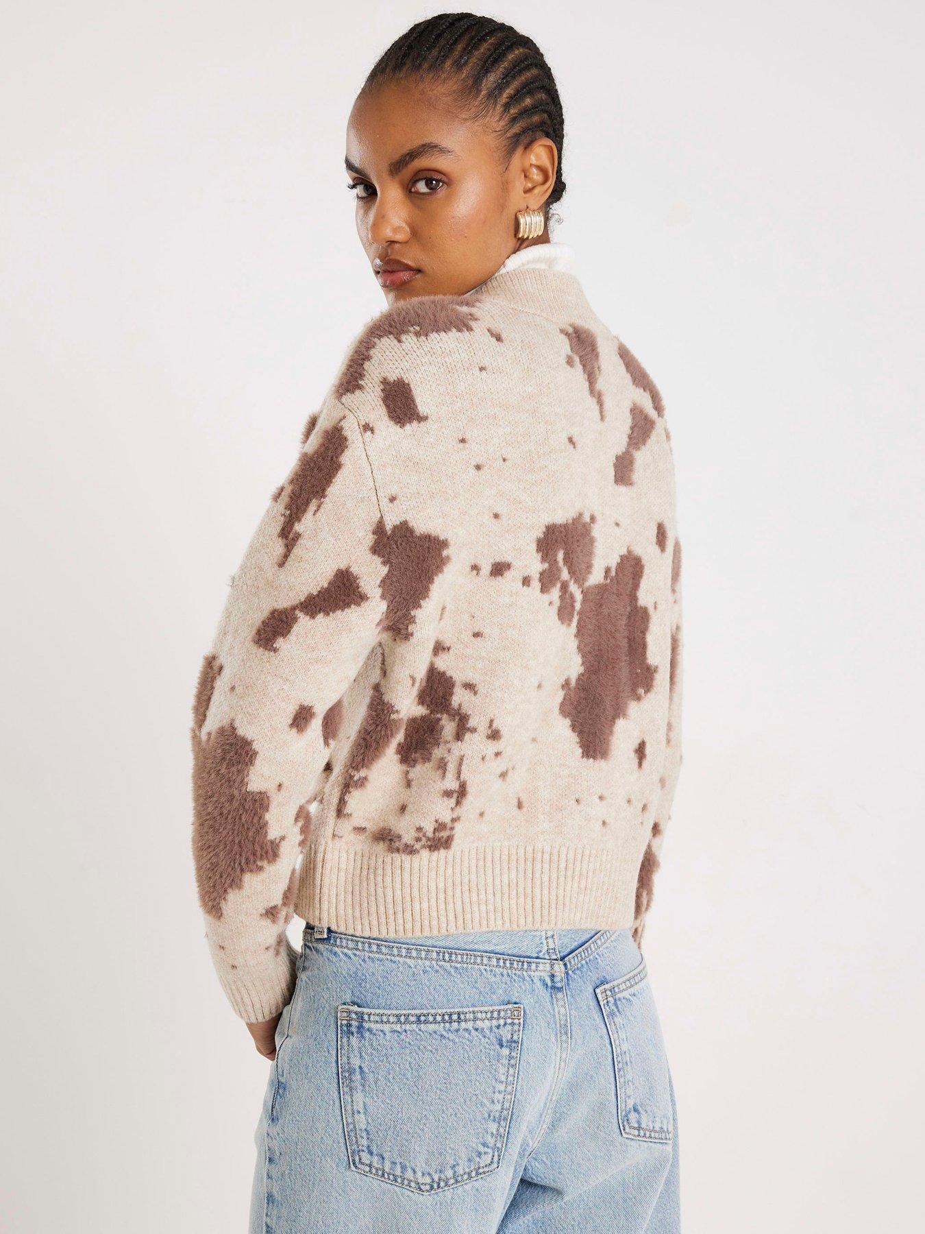 river-island-cow-print-knitted-bomber-cardigan-creamstillFront
