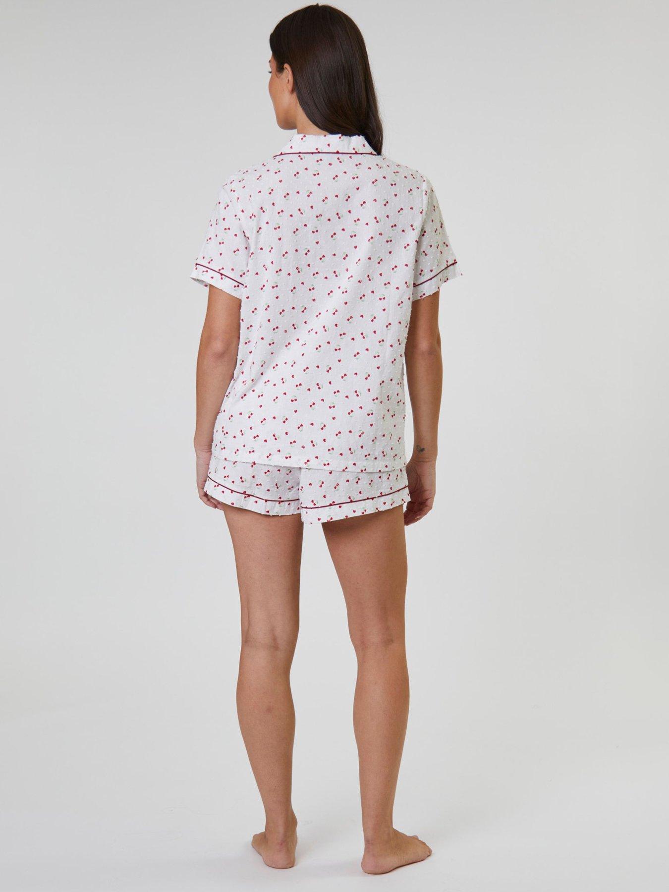 loungeable-cherry-printed-dobby-short-sleeve-and-short-set-whitedetail