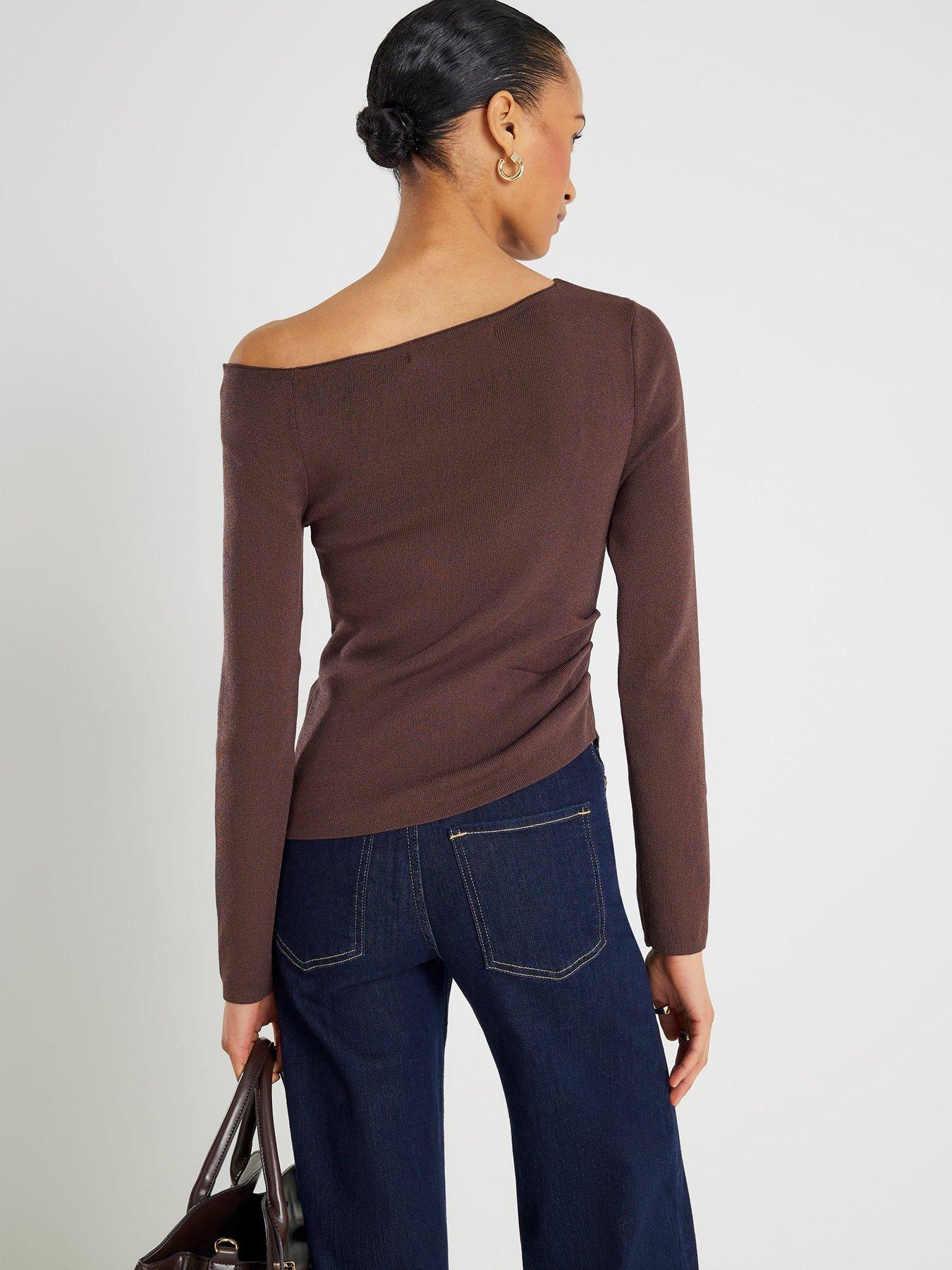 river-island-long-sleeve-fitted-off-the-shoulder-top-brownstillFront