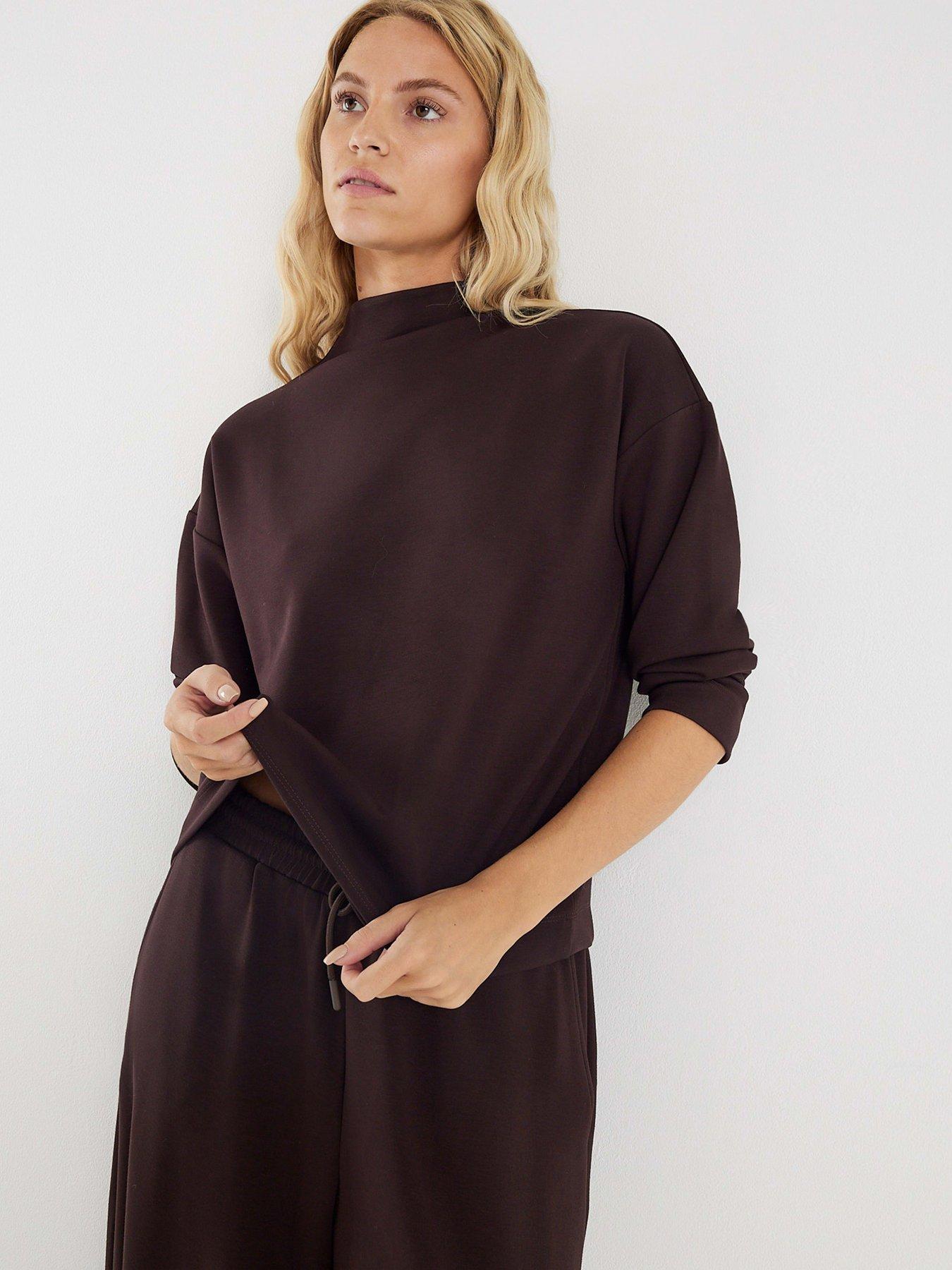 river-island-long-sleeve-premium-long-sleeve-top-brown