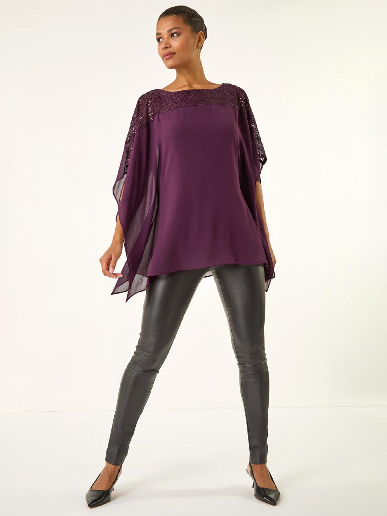 roman-sequin-yoke-contrast-chiffon-top-plumback
