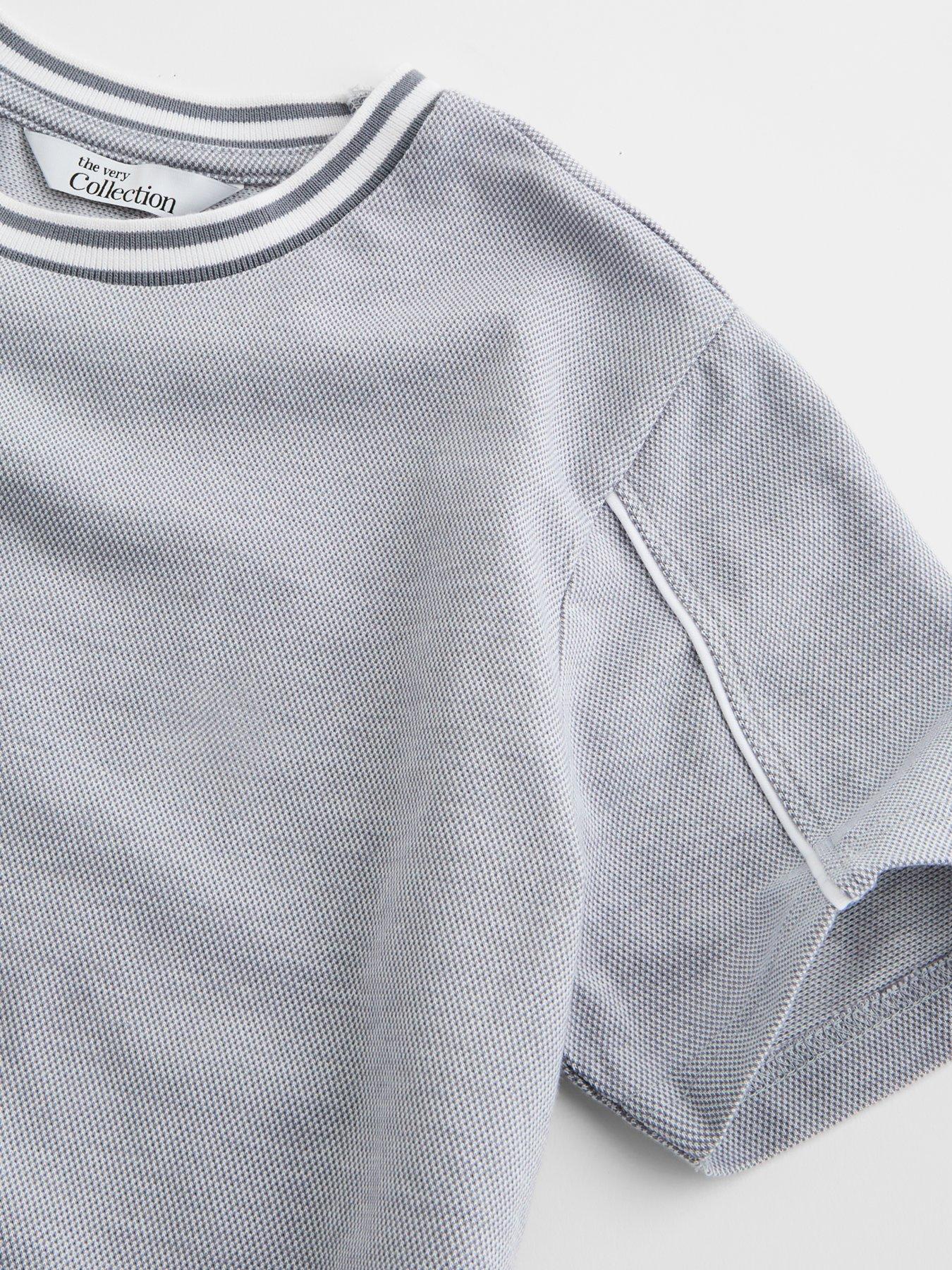 Image 3 of 5 of The Very Collection Boys Pique Top And Pin Tuck Short Set - Grey