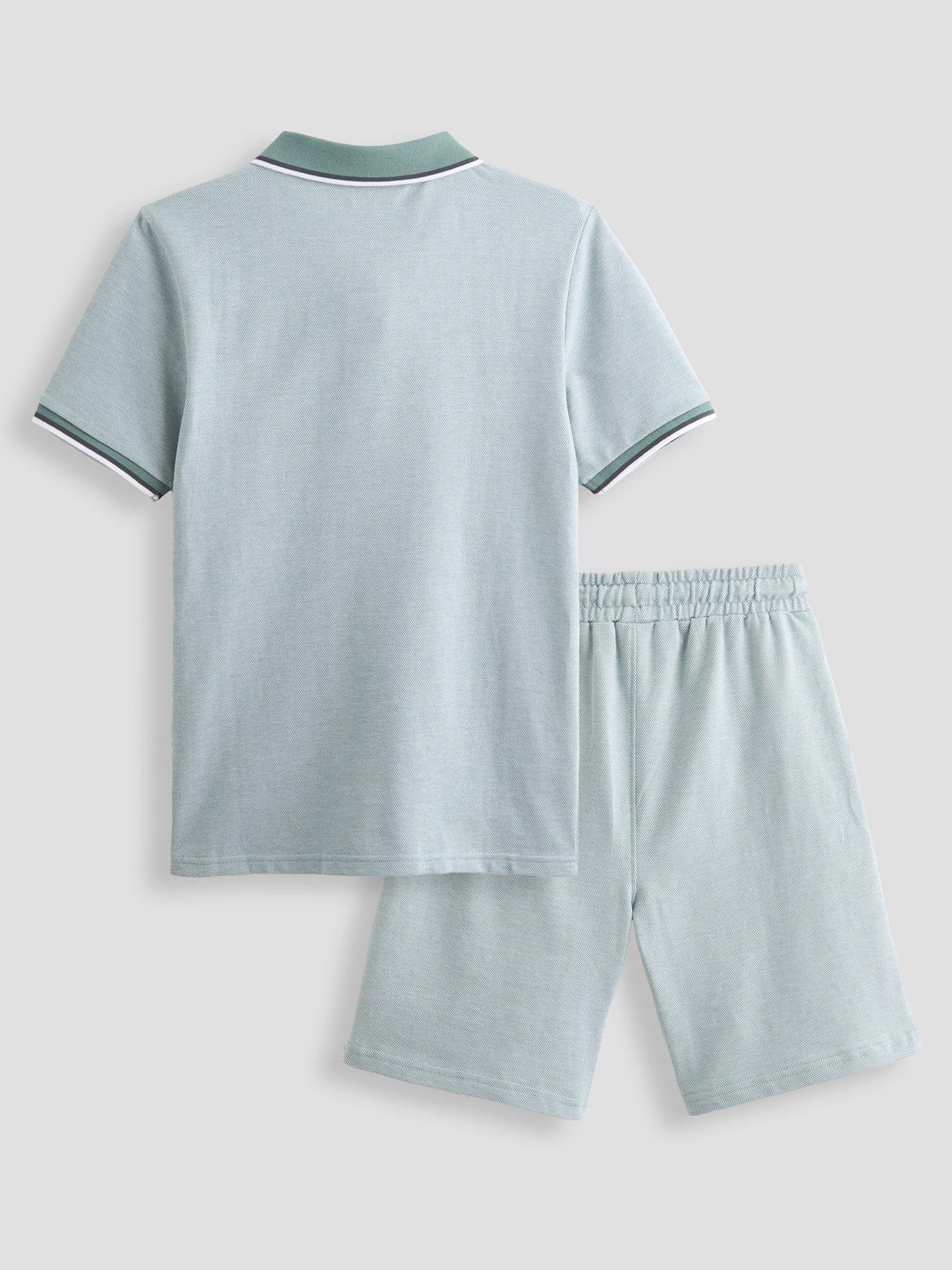 Image 2 of 5 of The Very Collection Boys Jacquard Polo Shirt And Shorts Set - Green