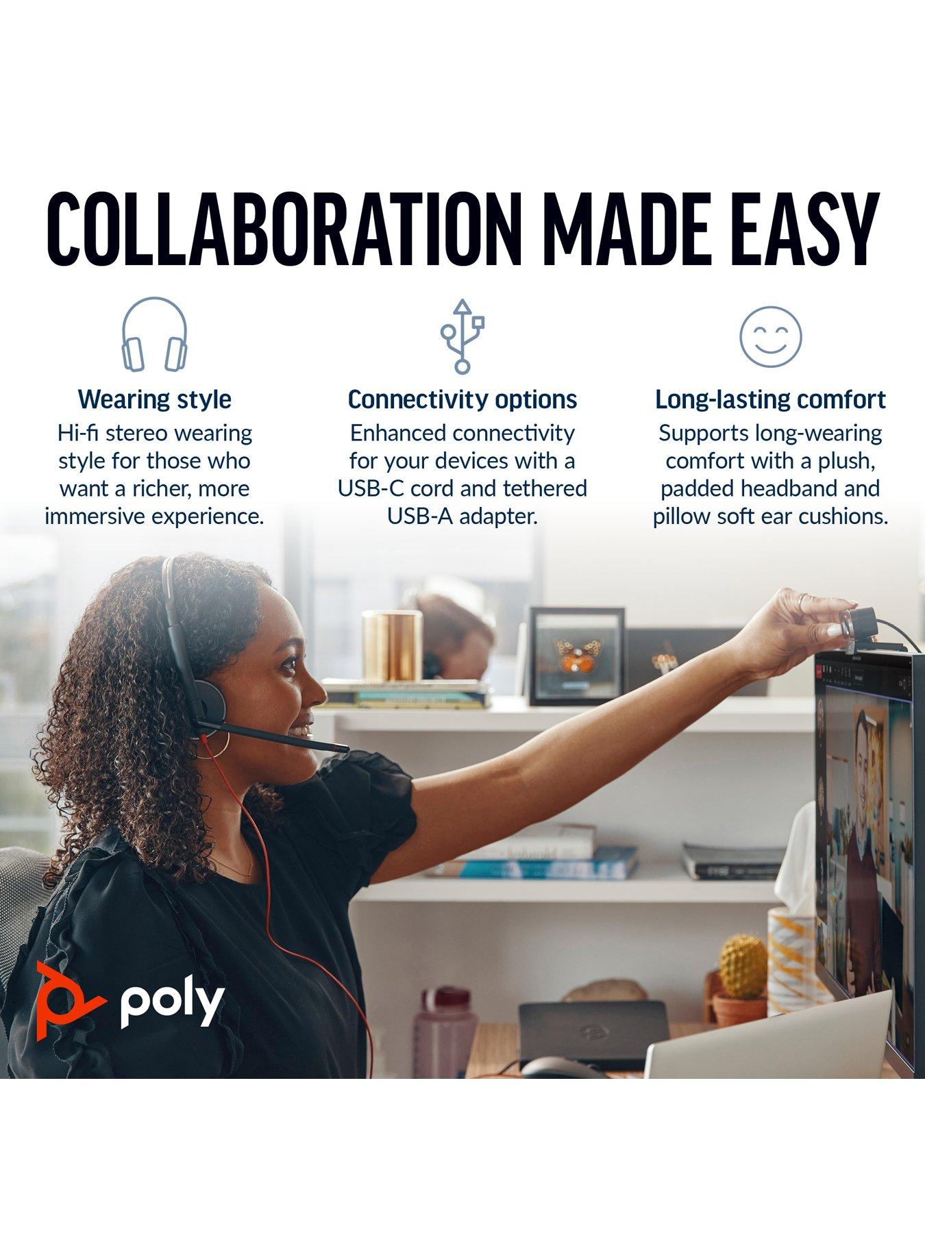 Image 2 of 7 of Poly Blackwire 5220 Stereo USB-C Headset +3.5mm Plug +USB-C/A Adapter