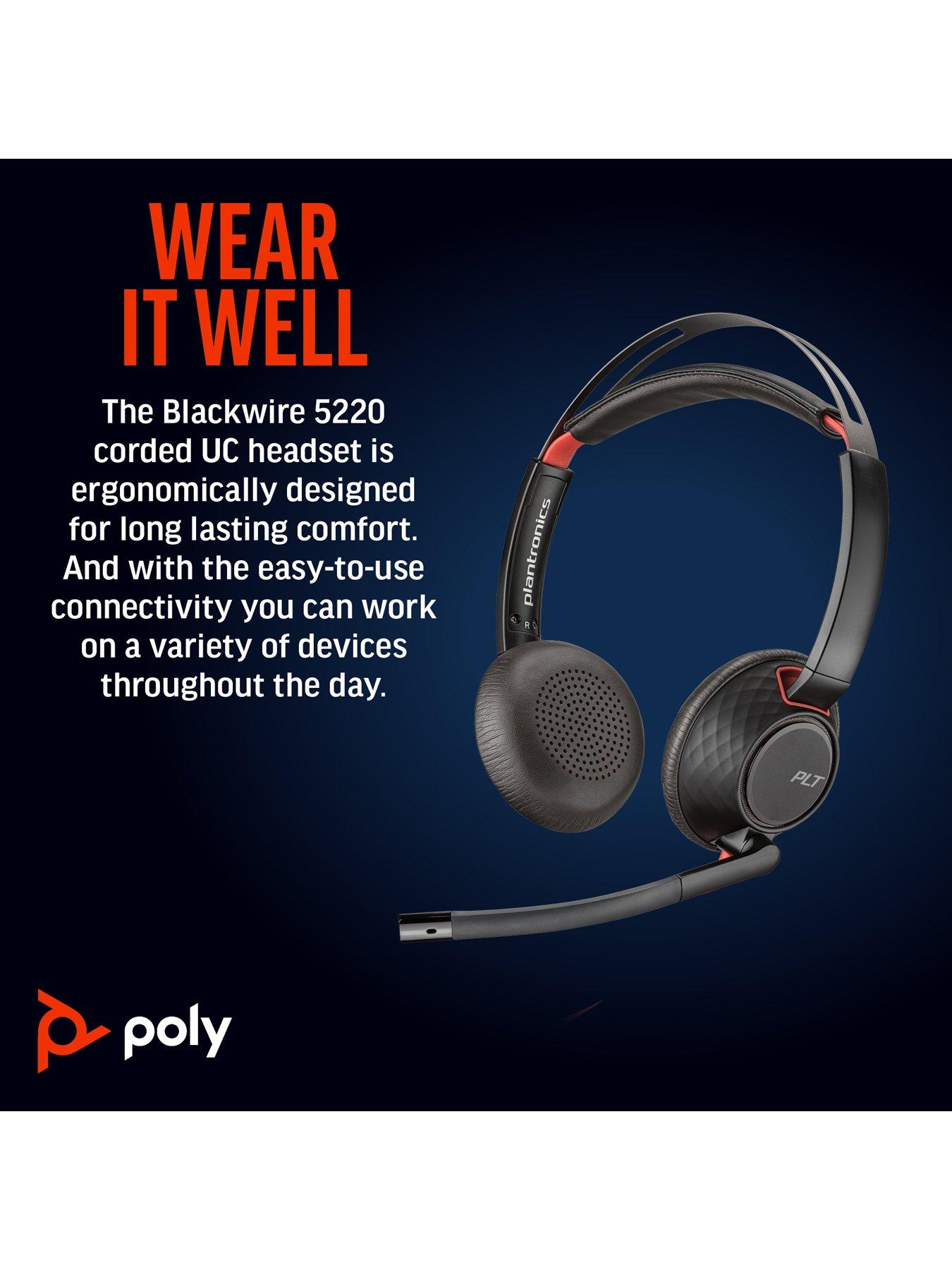 Image 5 of 7 of Poly Blackwire 5220 Stereo USB-C Headset +3.5mm Plug +USB-C/A Adapter