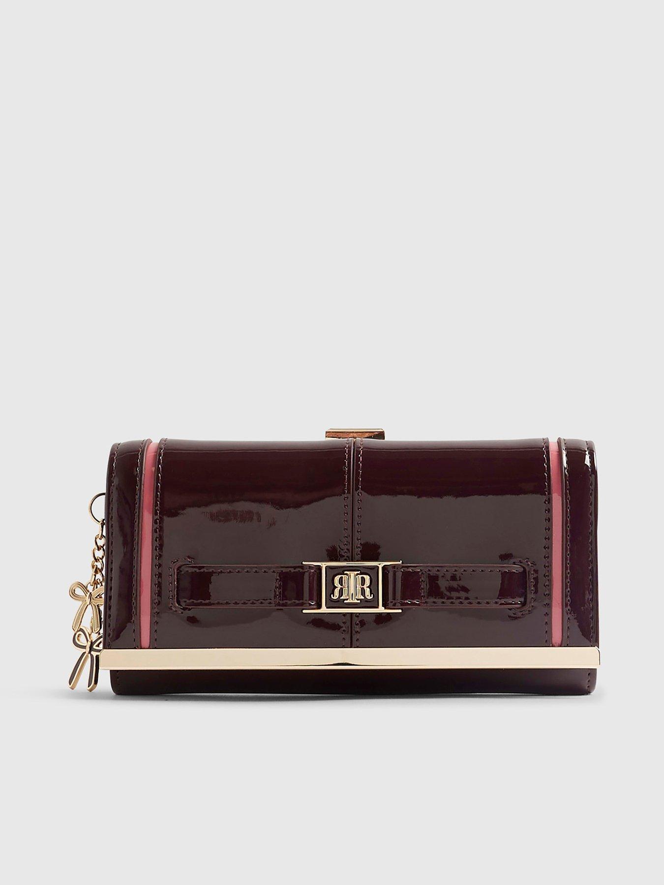 River Island Red Patent Bow Charm Purse