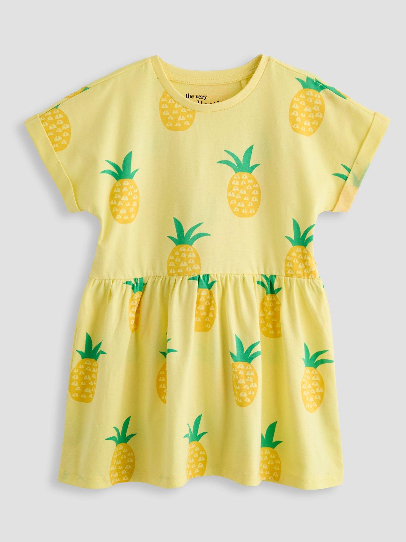 Image 3 of 5 of The Very Collection Girls 2 Pack Jersey Dresses - Pineapple Print