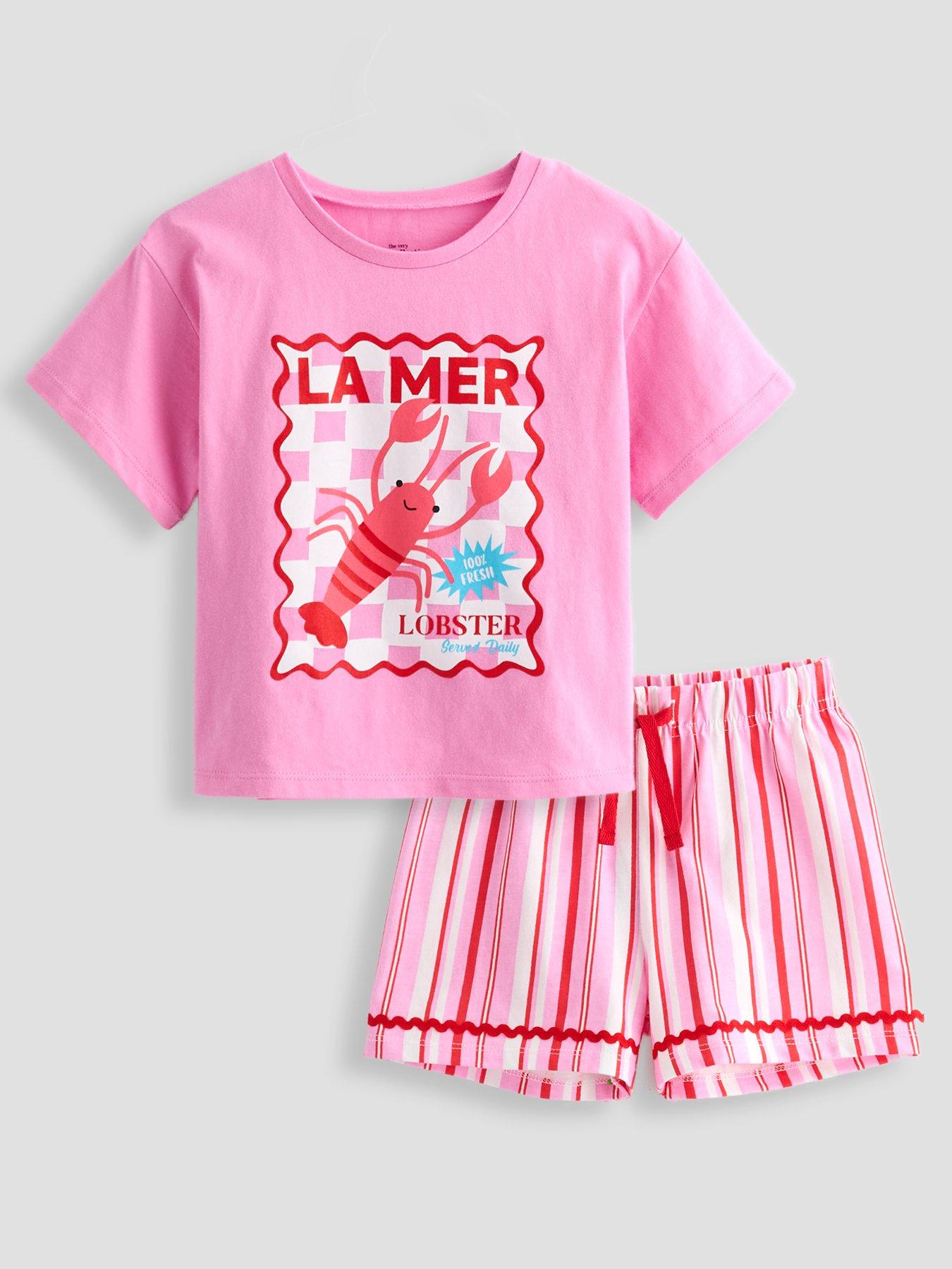 The Very Collection Stripe Lobster Shortie Pyjamas - Pink