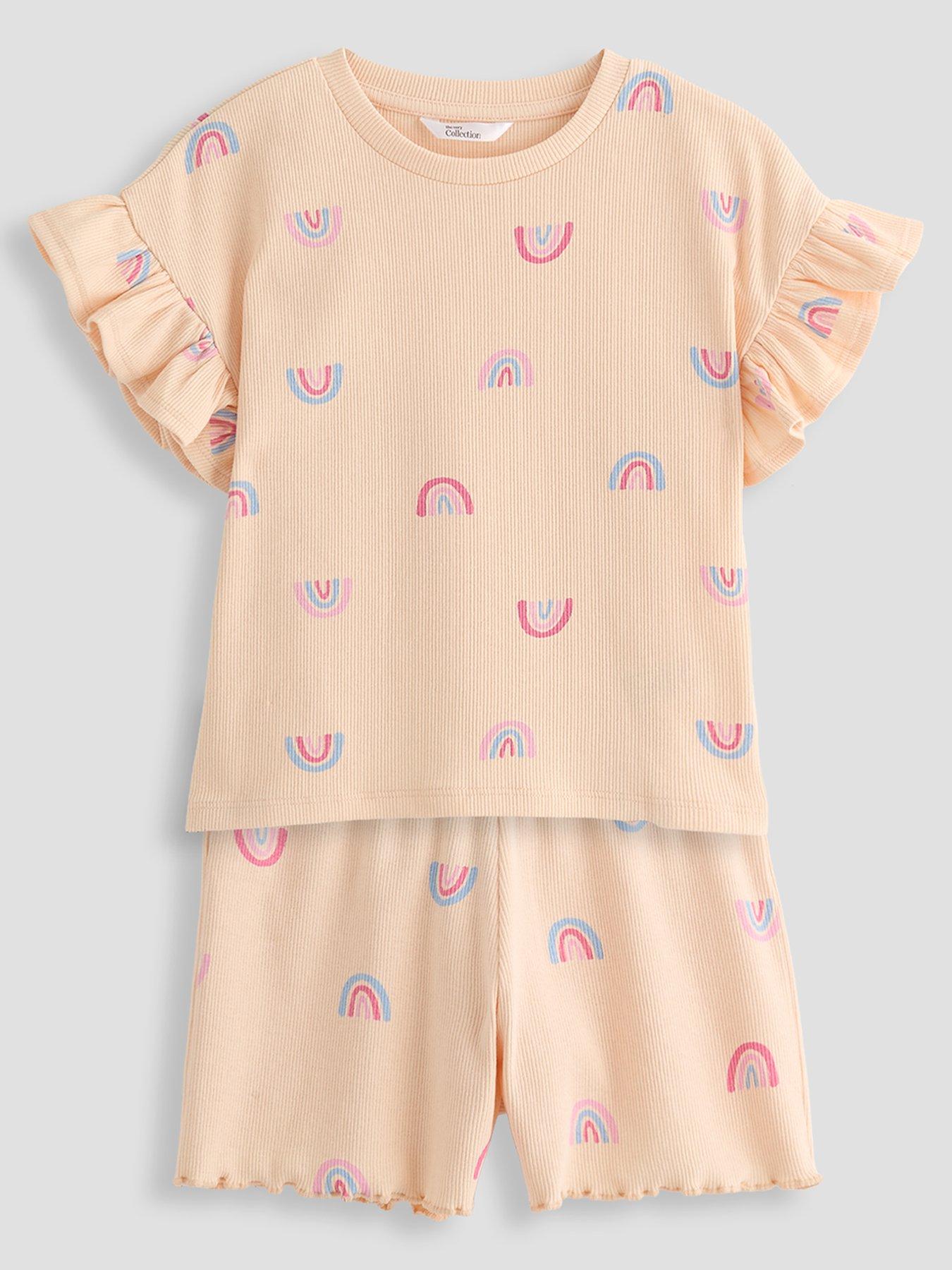 Image 2 of 6 of The Very Collection Rainbow Print 3 Pack Jersey Shortie Pyjama - Orange