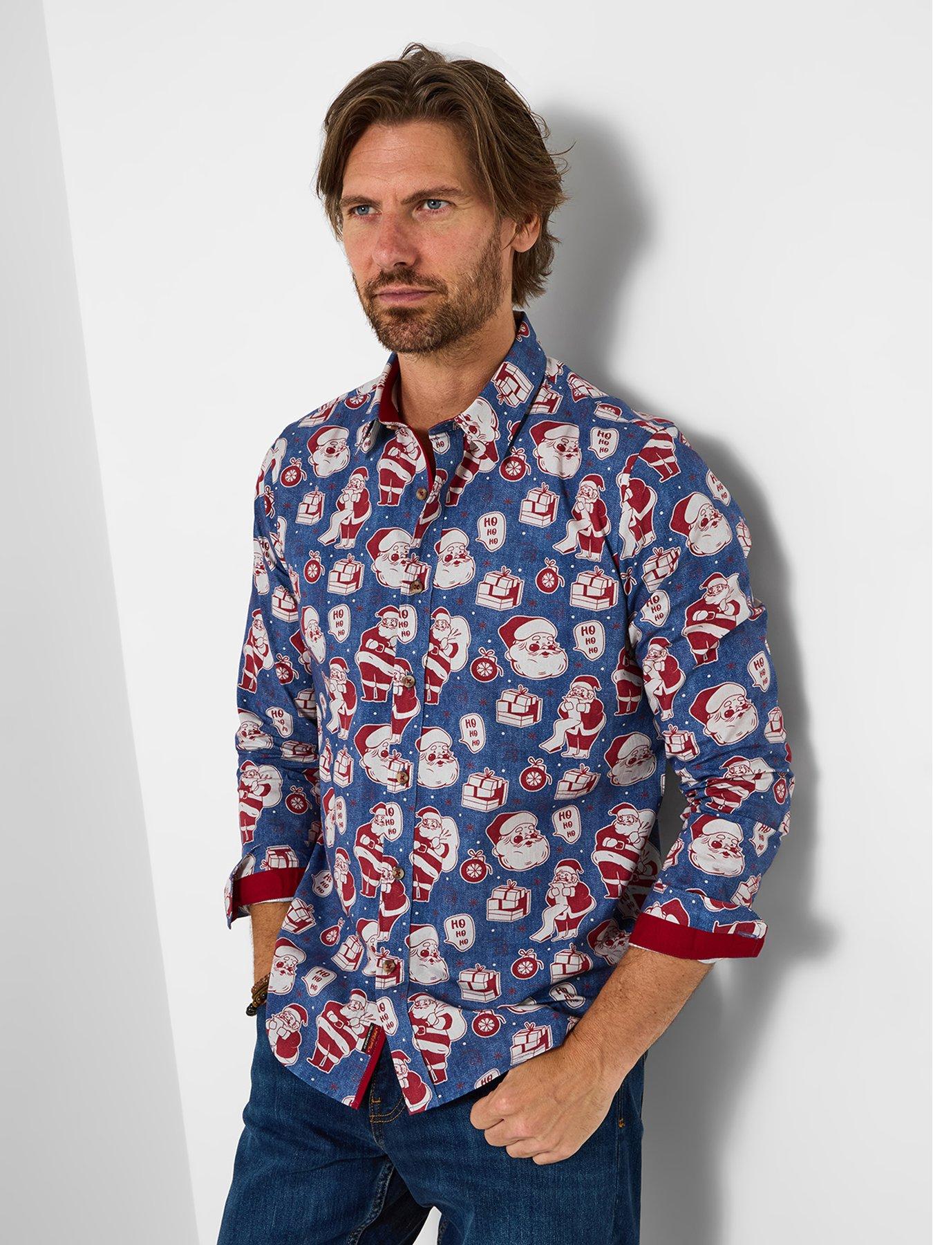 Image 1 of 6 of Joe Browns Superb Santa Long Sleeve Shirt - Blue