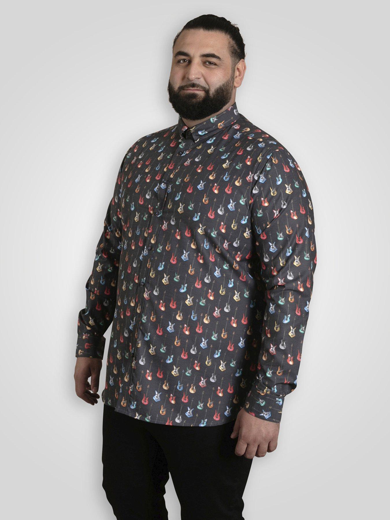 d555-long-sleeve-guitar-printed-shirt-with-chest-patch-pocket-grey