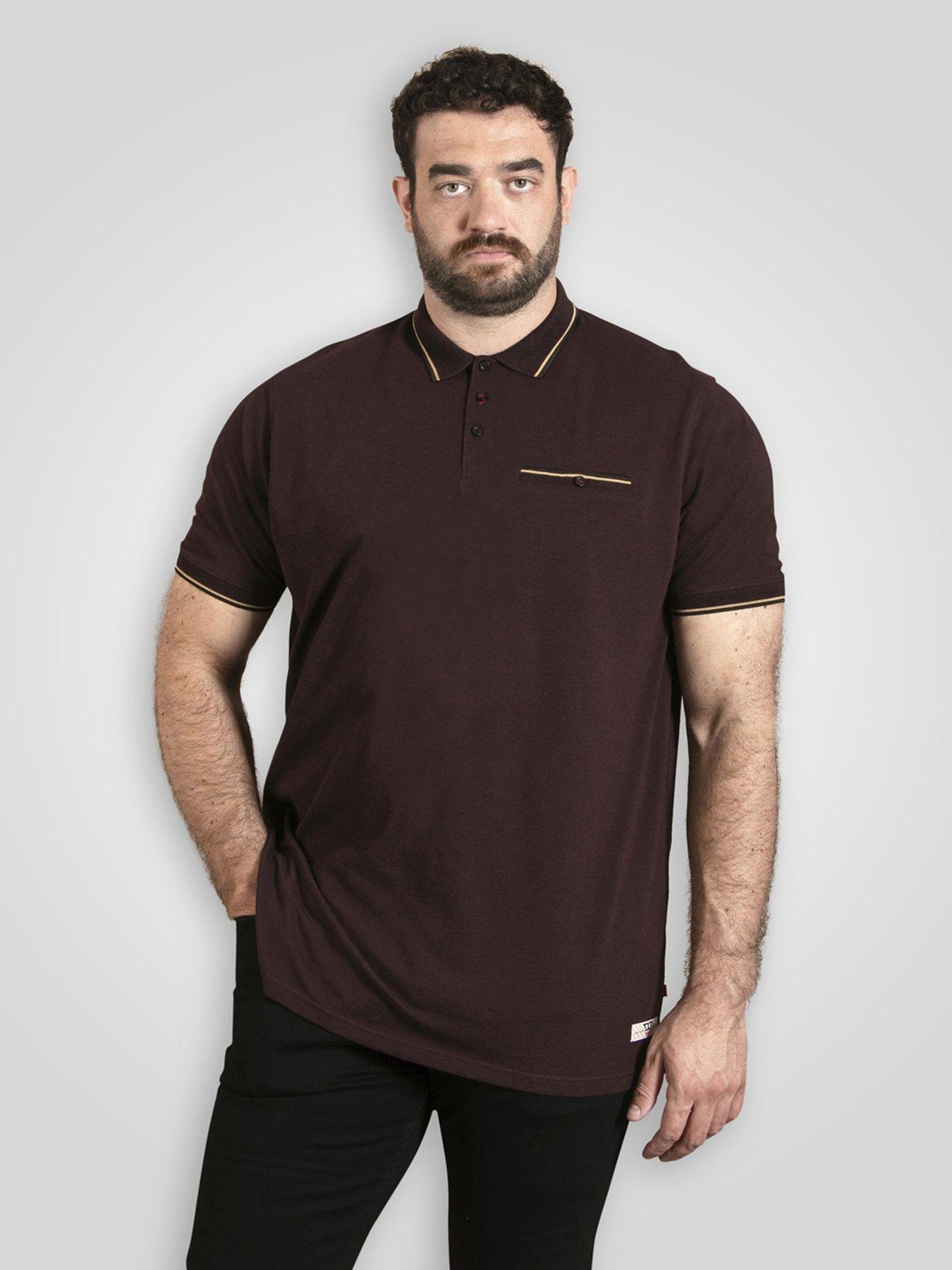 D555 Pique Polo Shirt With Jacquard Collar And Cuffs With Chest Pocket - Red