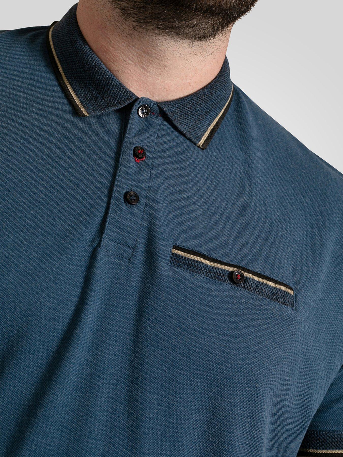 d555-pique-polo-shirt-with-jacquard-collar-and-cuffs-with-chest-pocket-bluedetail