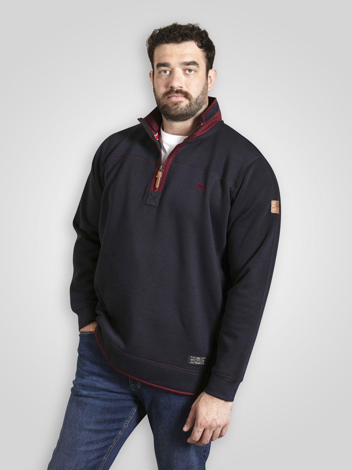 D555 Quarter Zip Fleece Sweatshirt With Chest Embroidery - Navy