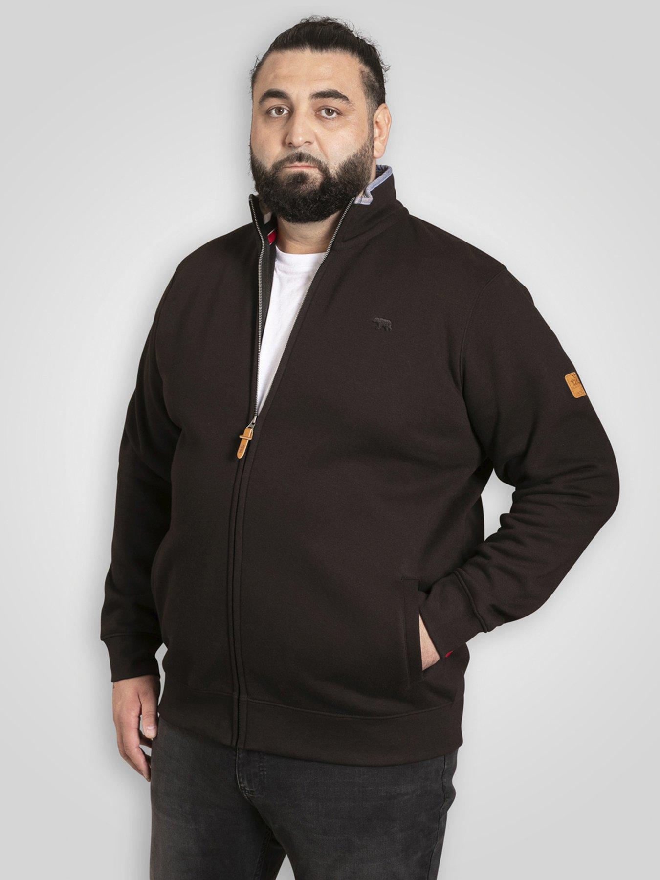 D555 Zip Through Sweatshirt In Fleece With Chest Embroidery - Black