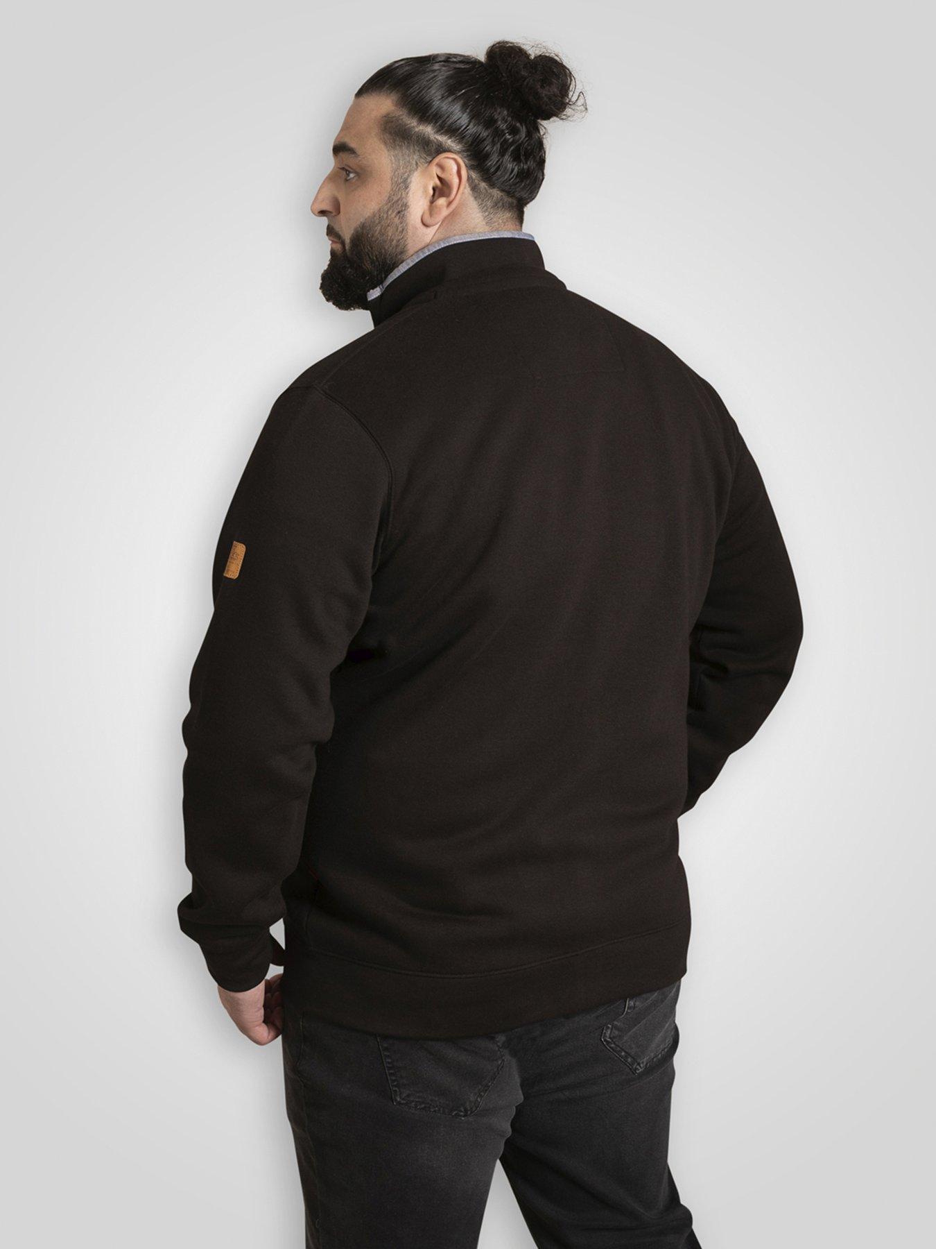 Image 2 of 5 of D555 Zip Through Sweatshirt In Fleece With Chest Embroidery - Black