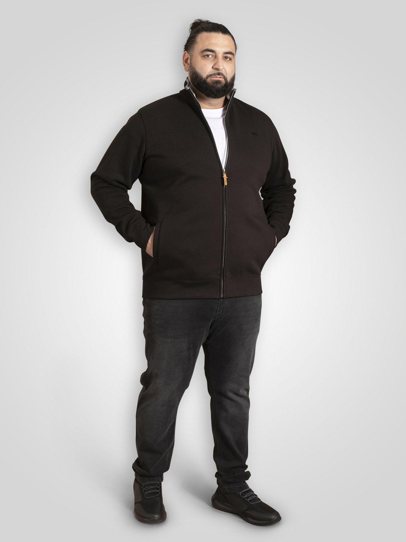 Image 3 of 5 of D555 Zip Through Sweatshirt In Fleece With Chest Embroidery - Black