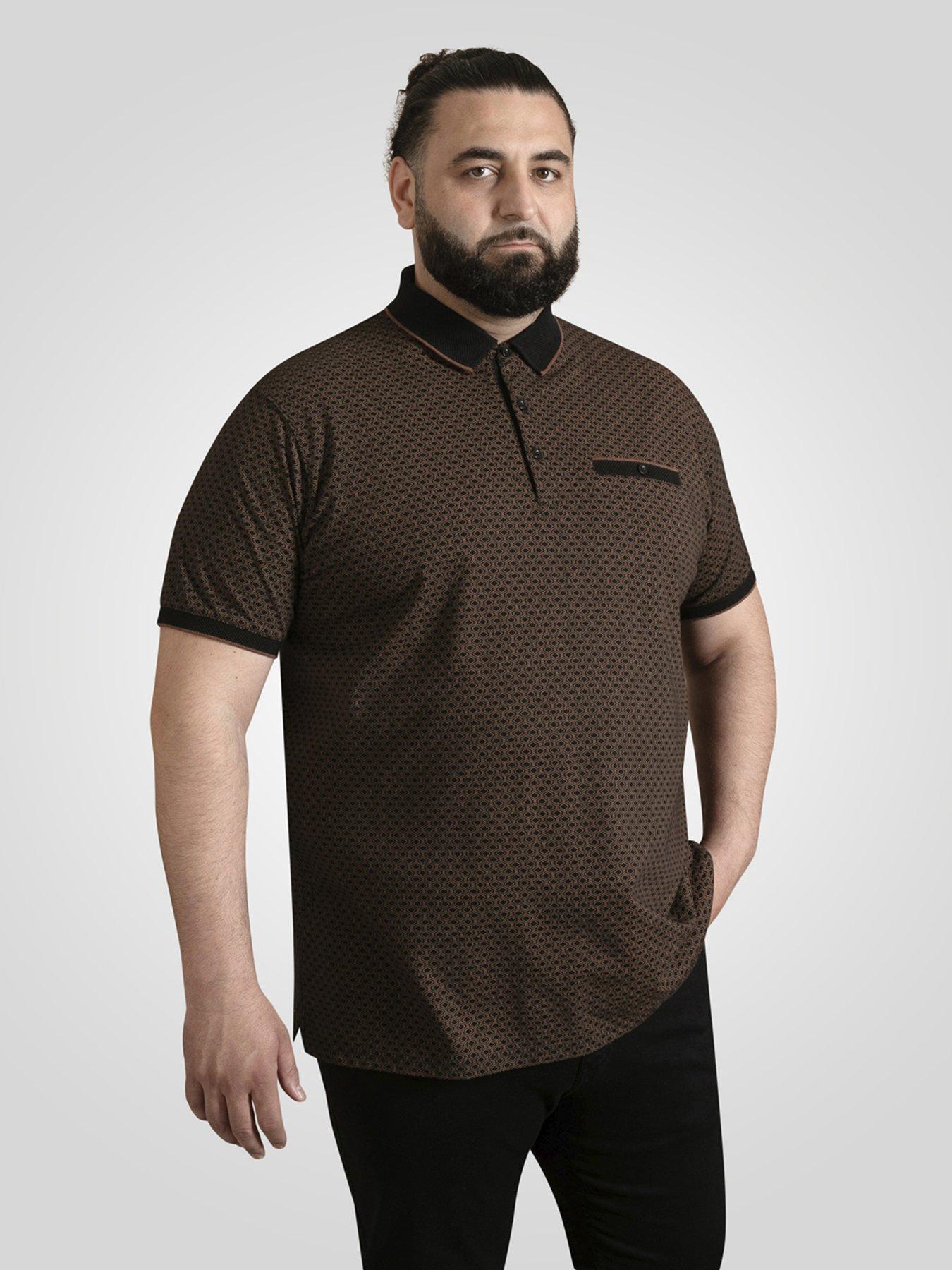 D555 Polo Shirt With Jacquard Collar Pocket And Cuffs With Gold Tipping - Black