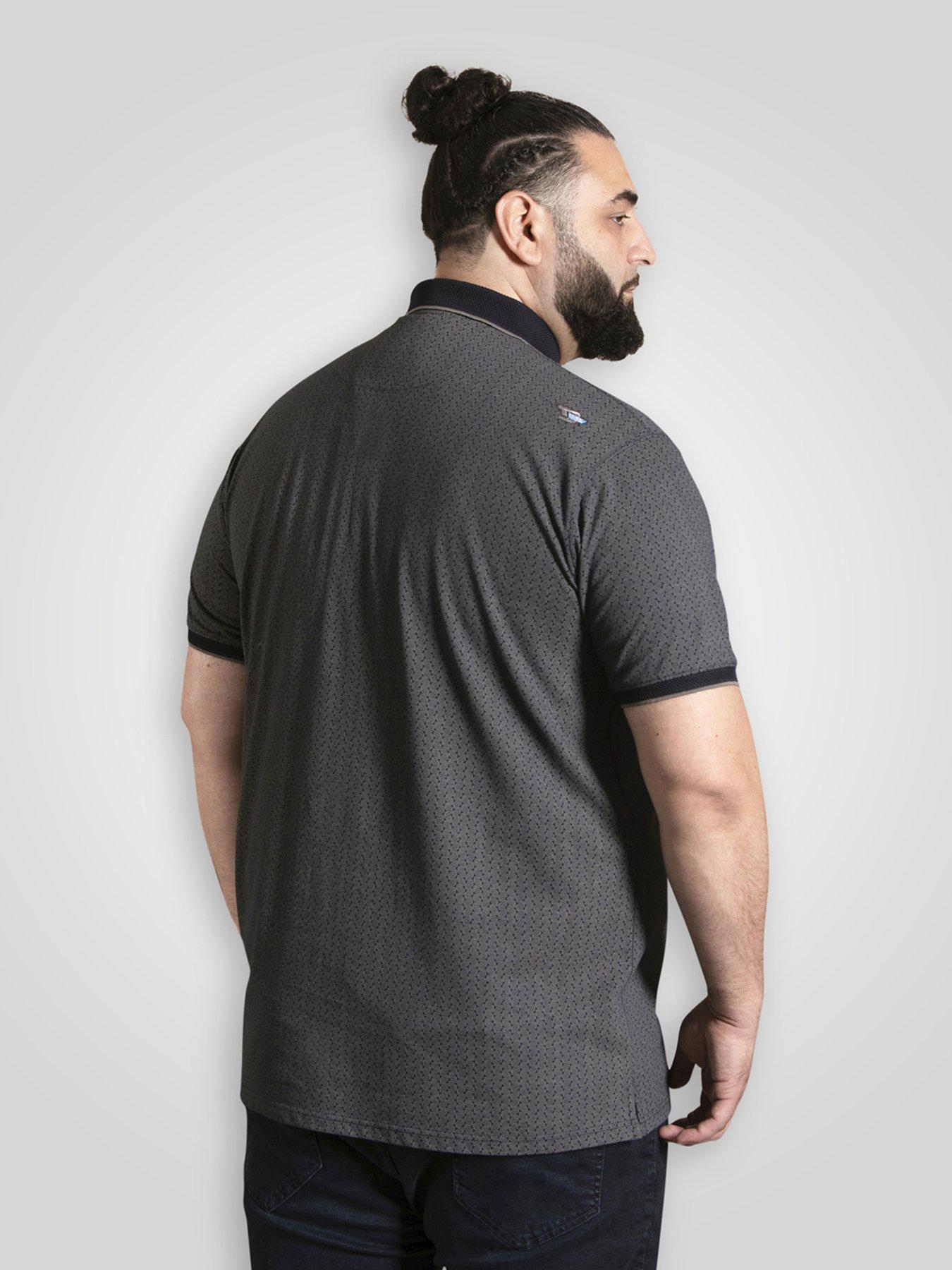 Image 2 of 5 of D555 Polo Shirt With Jacquard Collar Pocket And Cuffs With Grey Tipping - Navy