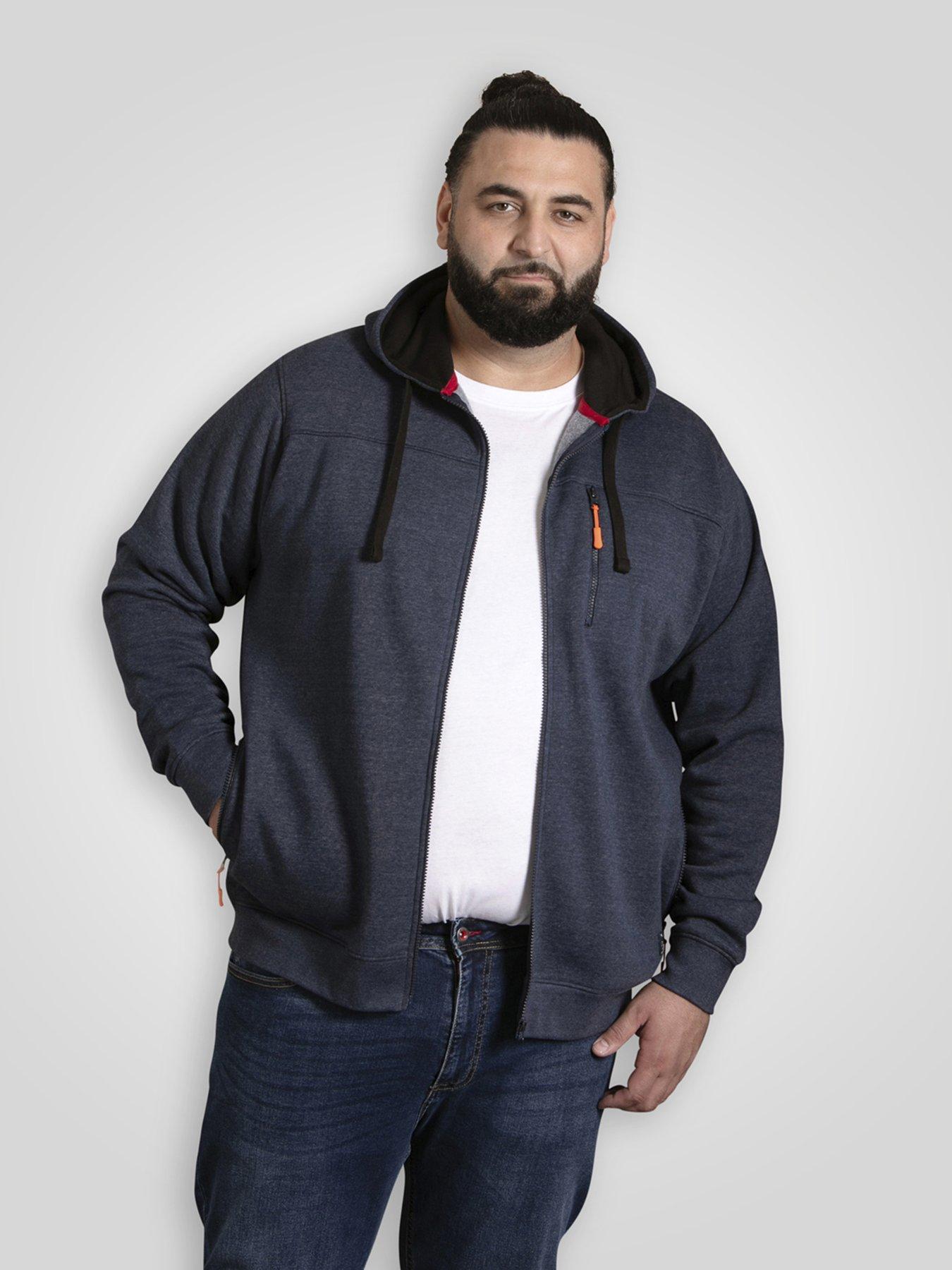 D555 Full Zip Hoodie In Marl Sweater Fleece - Navy