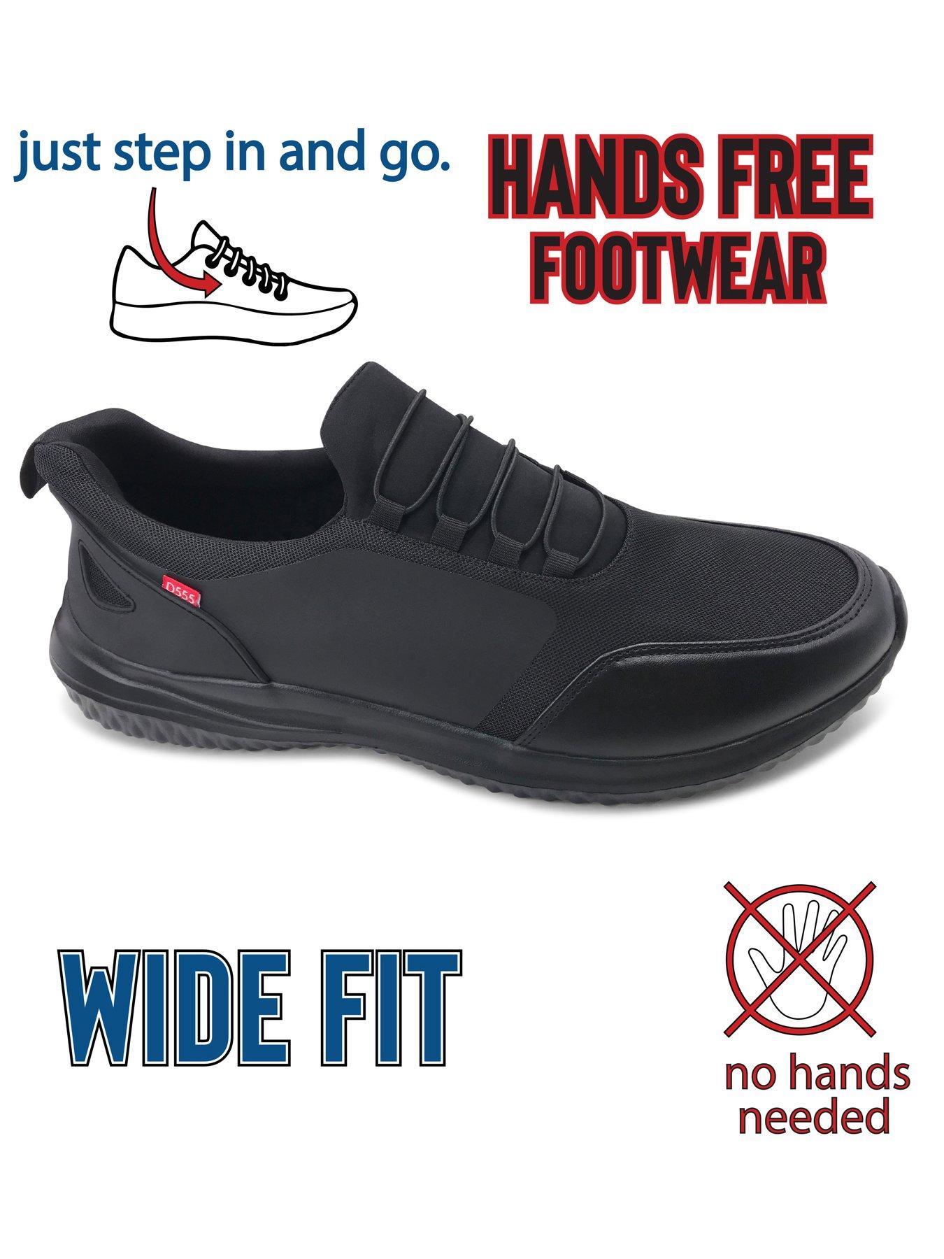 Image 2 of 2 of D555 Kingsize Hands Free Casual Slip-On Shoes With Pu Faux Laces - Black