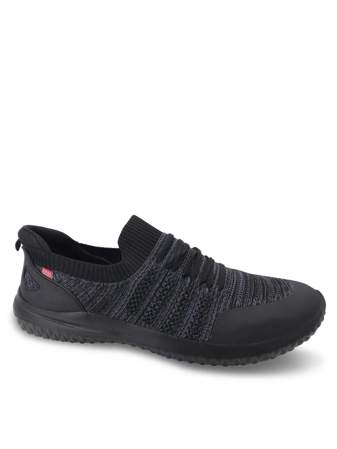d555-kingsize-hands-free-casual-slip-on-knitted-shoes-faux-laces-black