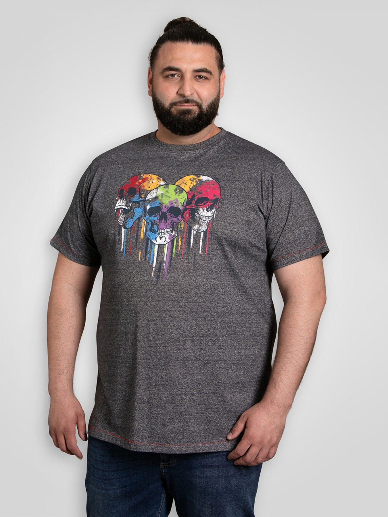 d555-skulls-with-coloured-drips-printed-crew-neck-t-shirt-navy