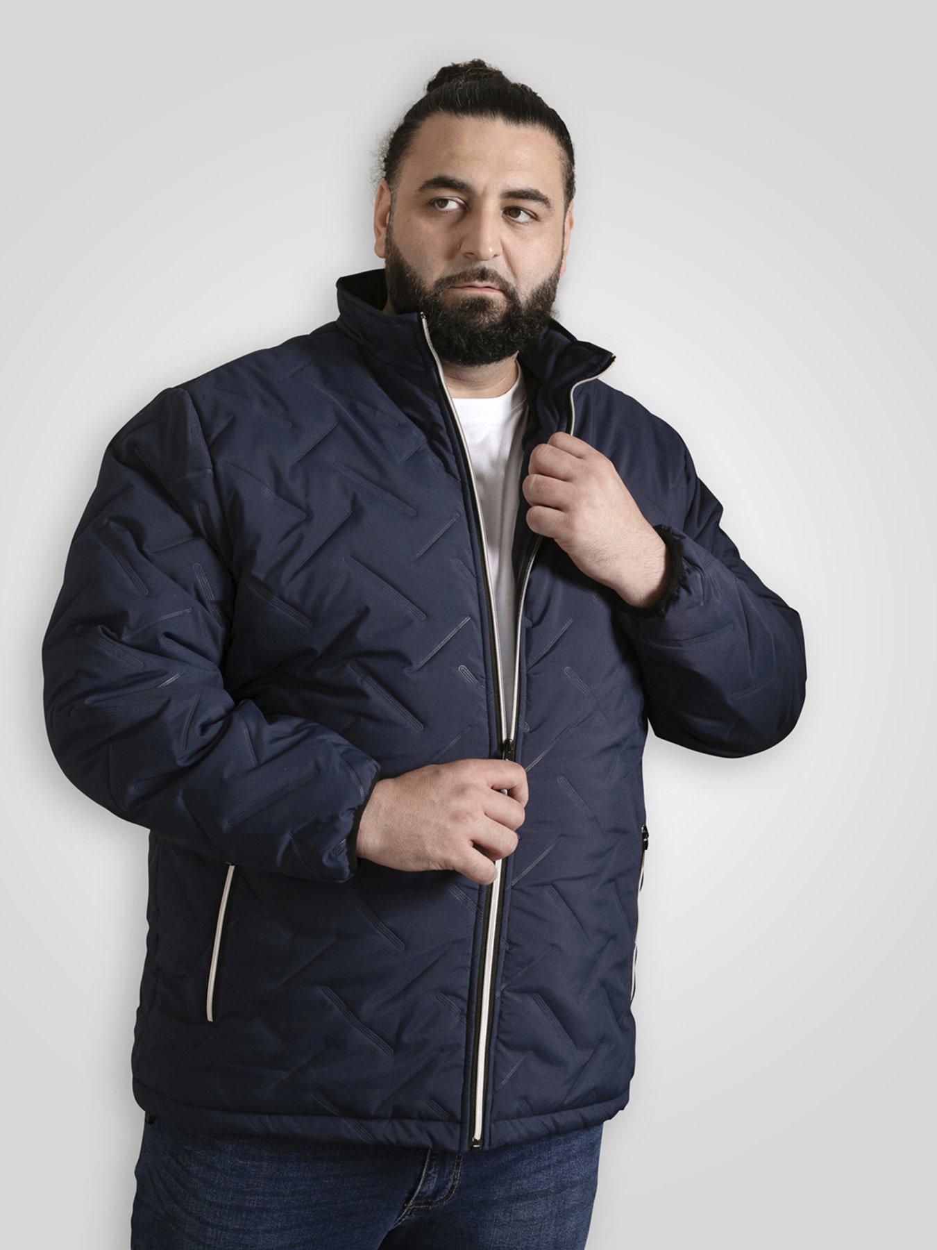 Image 1 of 7 of D555 Puffer Jacket With Decorative Quilting With Sherpa Lining - Navy
