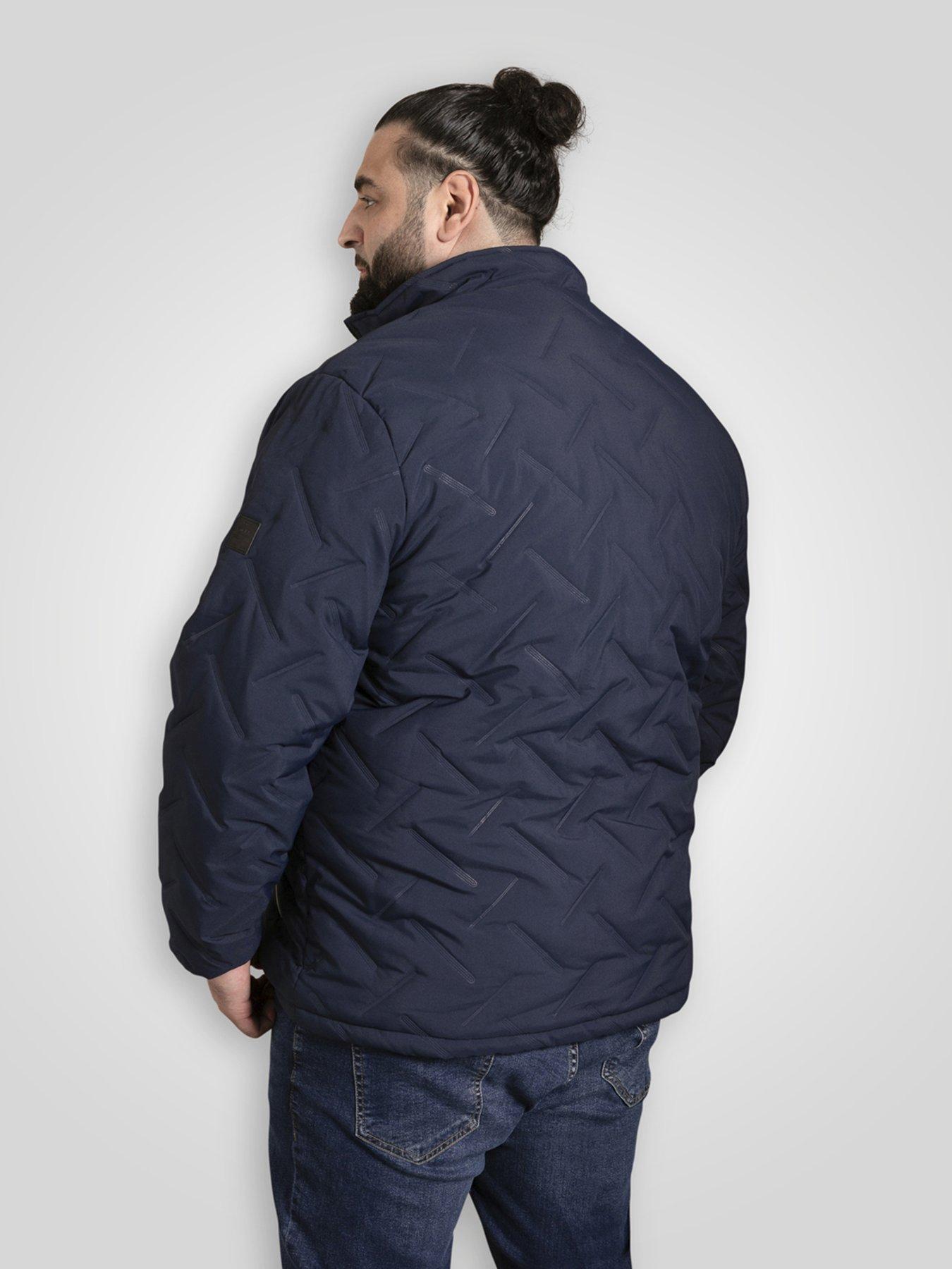 Image 2 of 7 of D555 Puffer Jacket With Decorative Quilting With Sherpa Lining - Navy