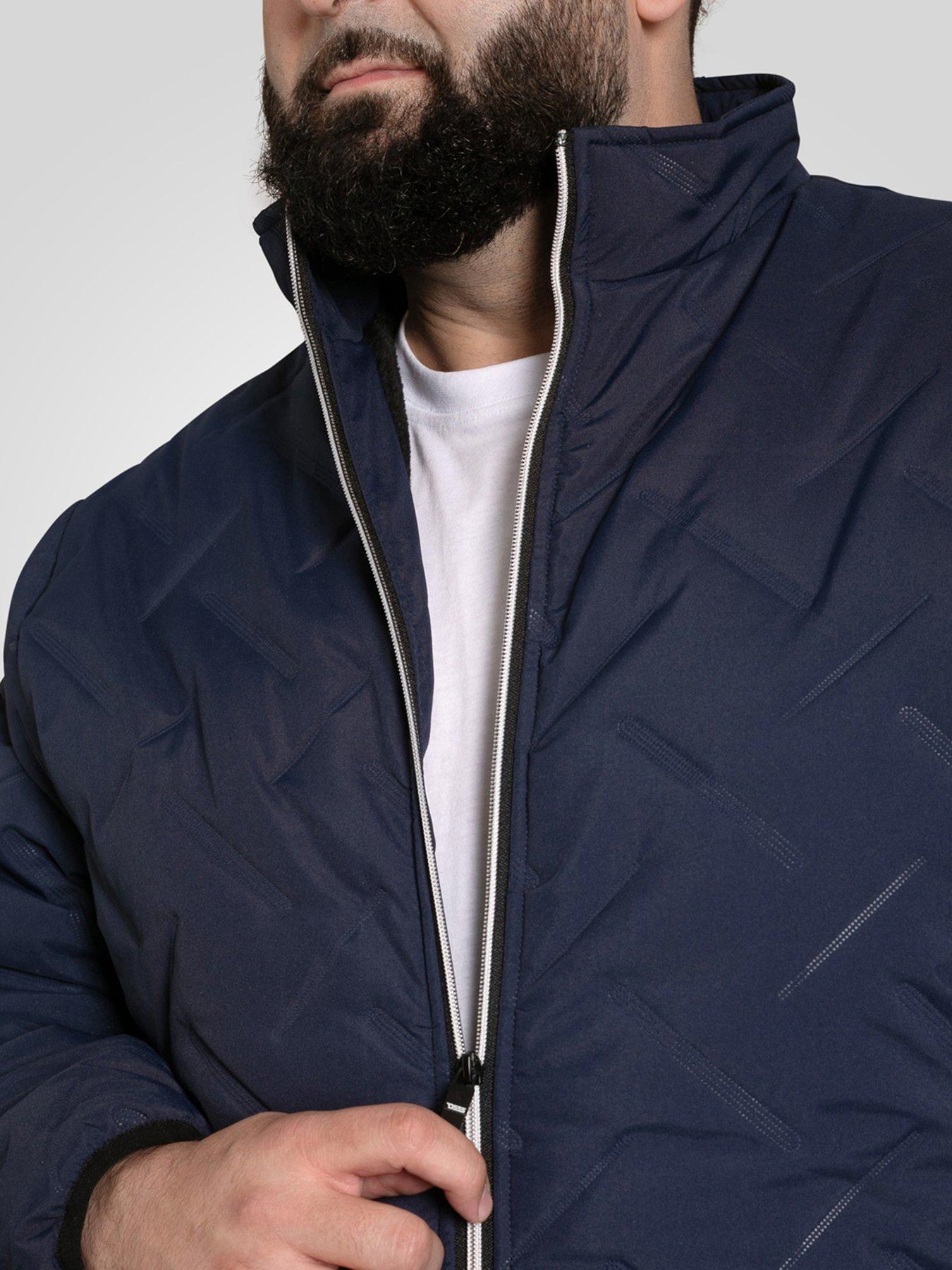Image 6 of 7 of D555 Puffer Jacket With Decorative Quilting With Sherpa Lining - Navy