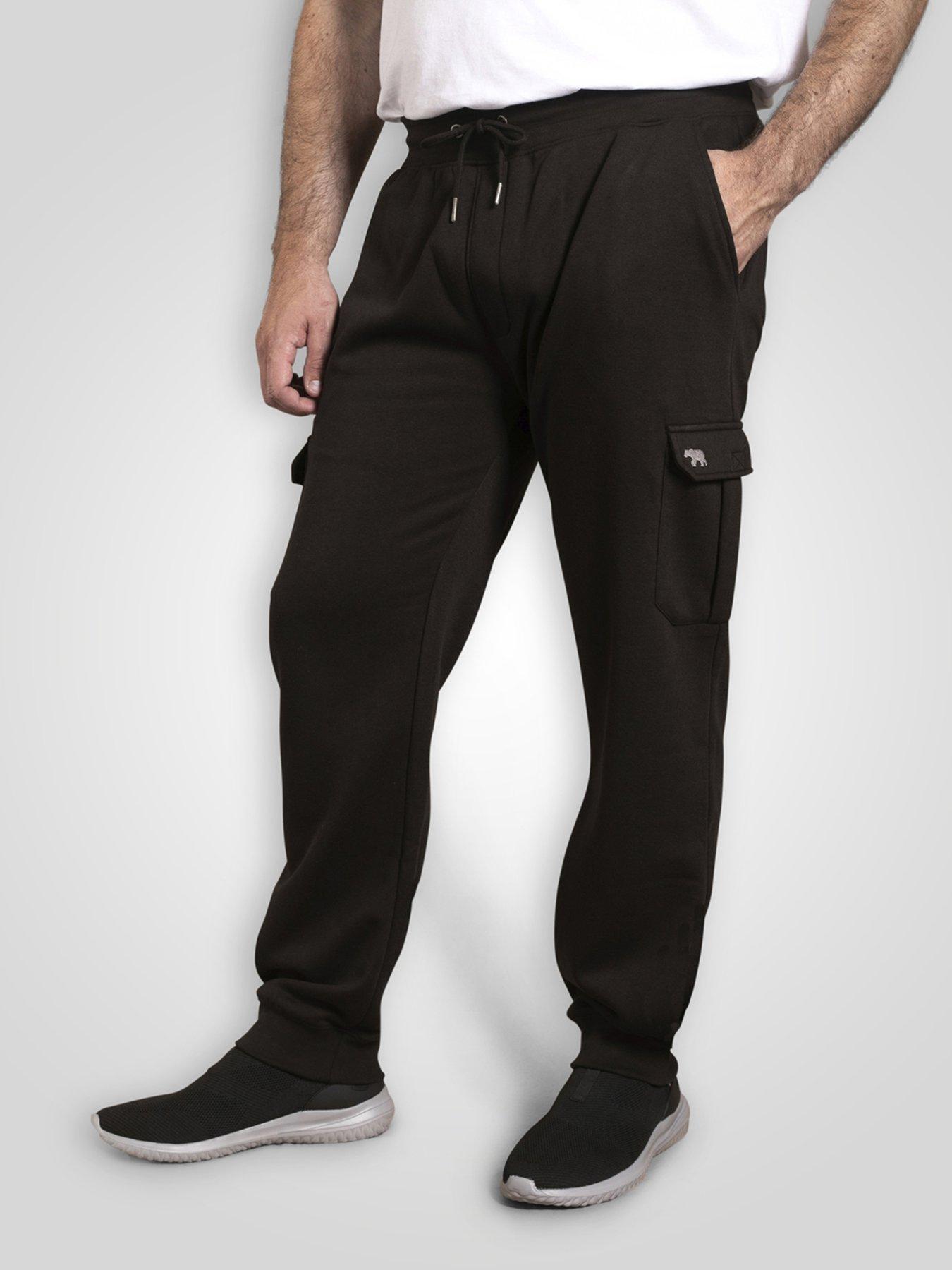 D555 Cargo Pocket Joggers With Ribbed Cuffs - Black