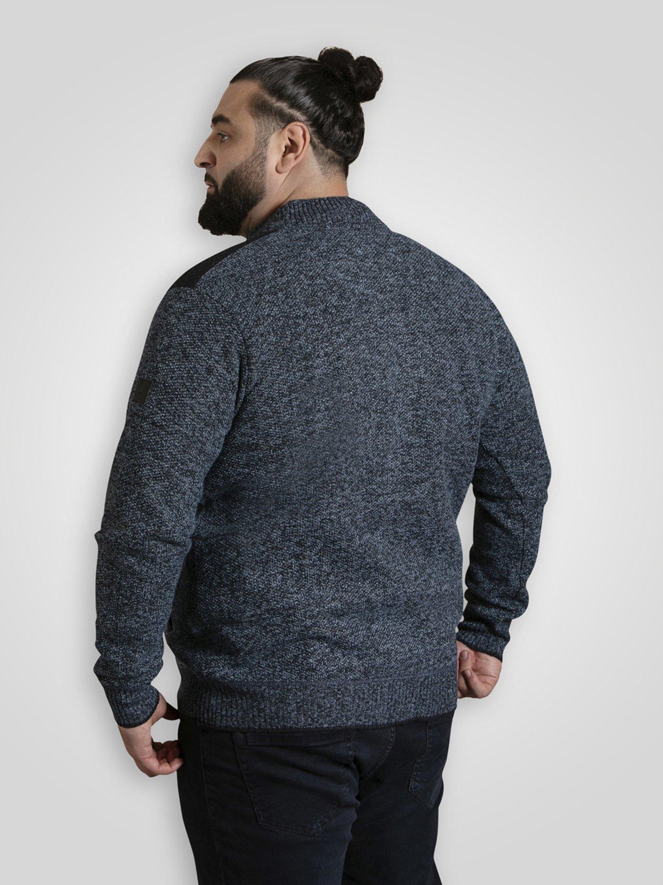 Image 2 of 6 of D555 Zip Through Knitted Jumper With Bonded Check Lining - Blue